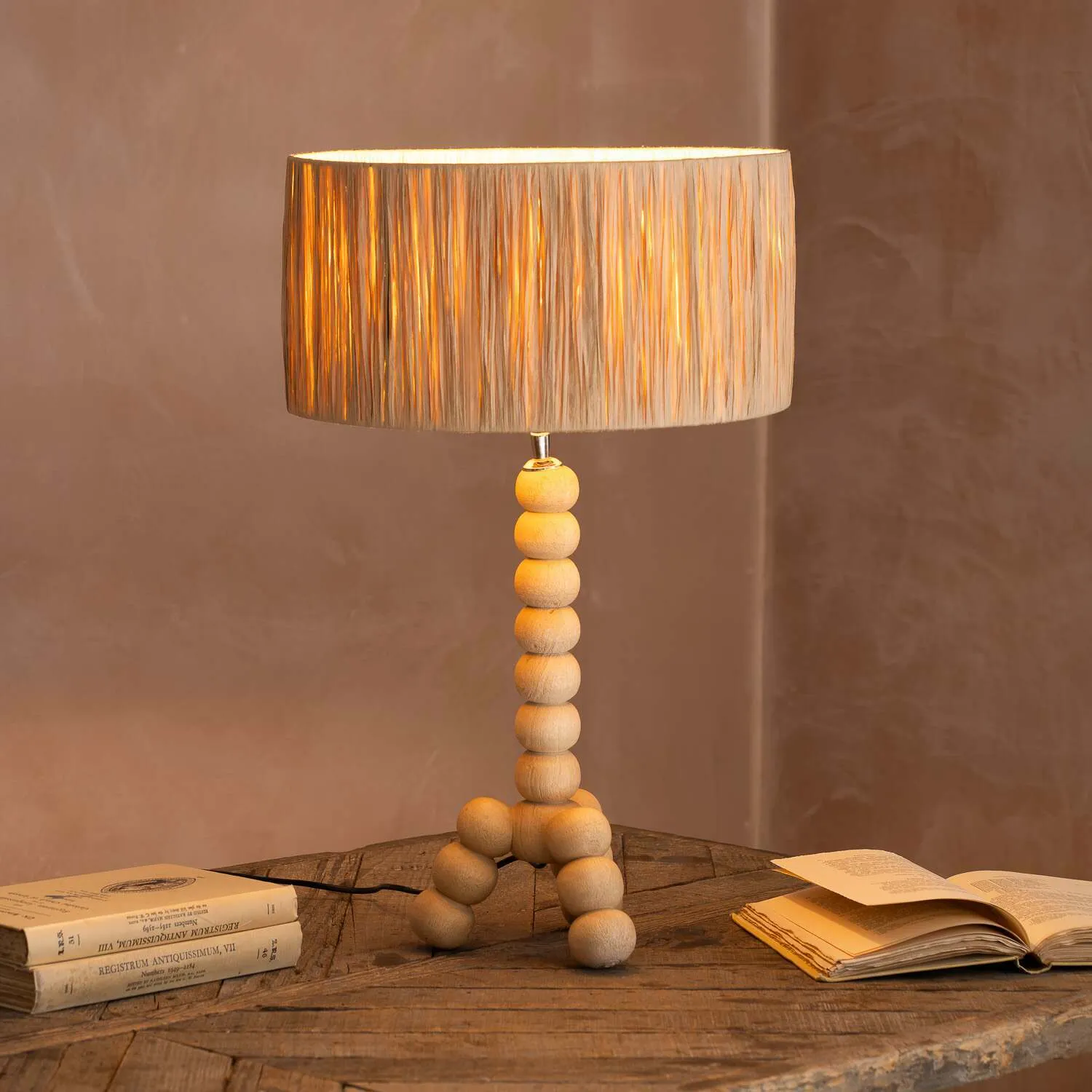 Bobbin Tripod Table Lamp - Natural, Mango Wood image