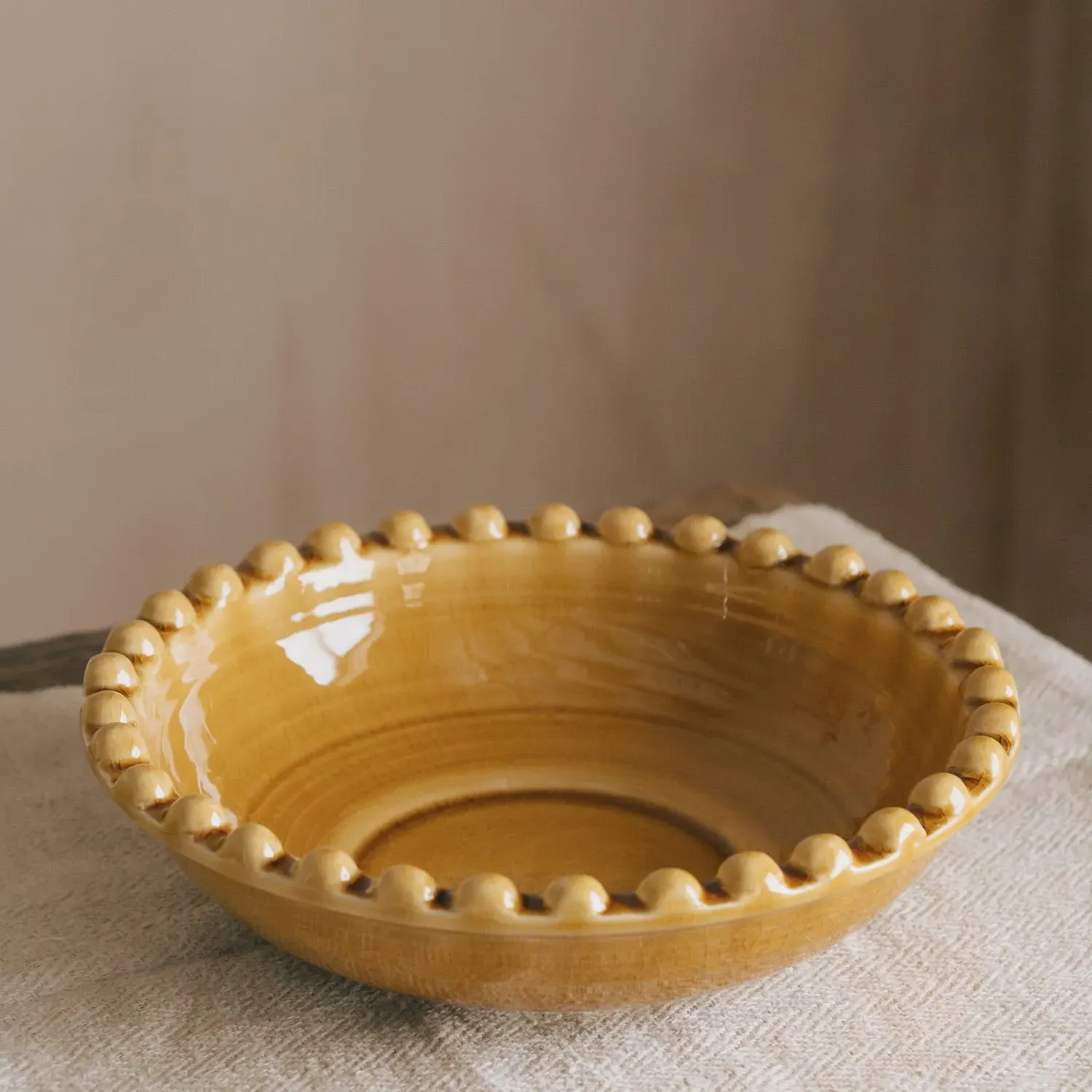 Bobble Serving Bowl - Mustard, Ceramic