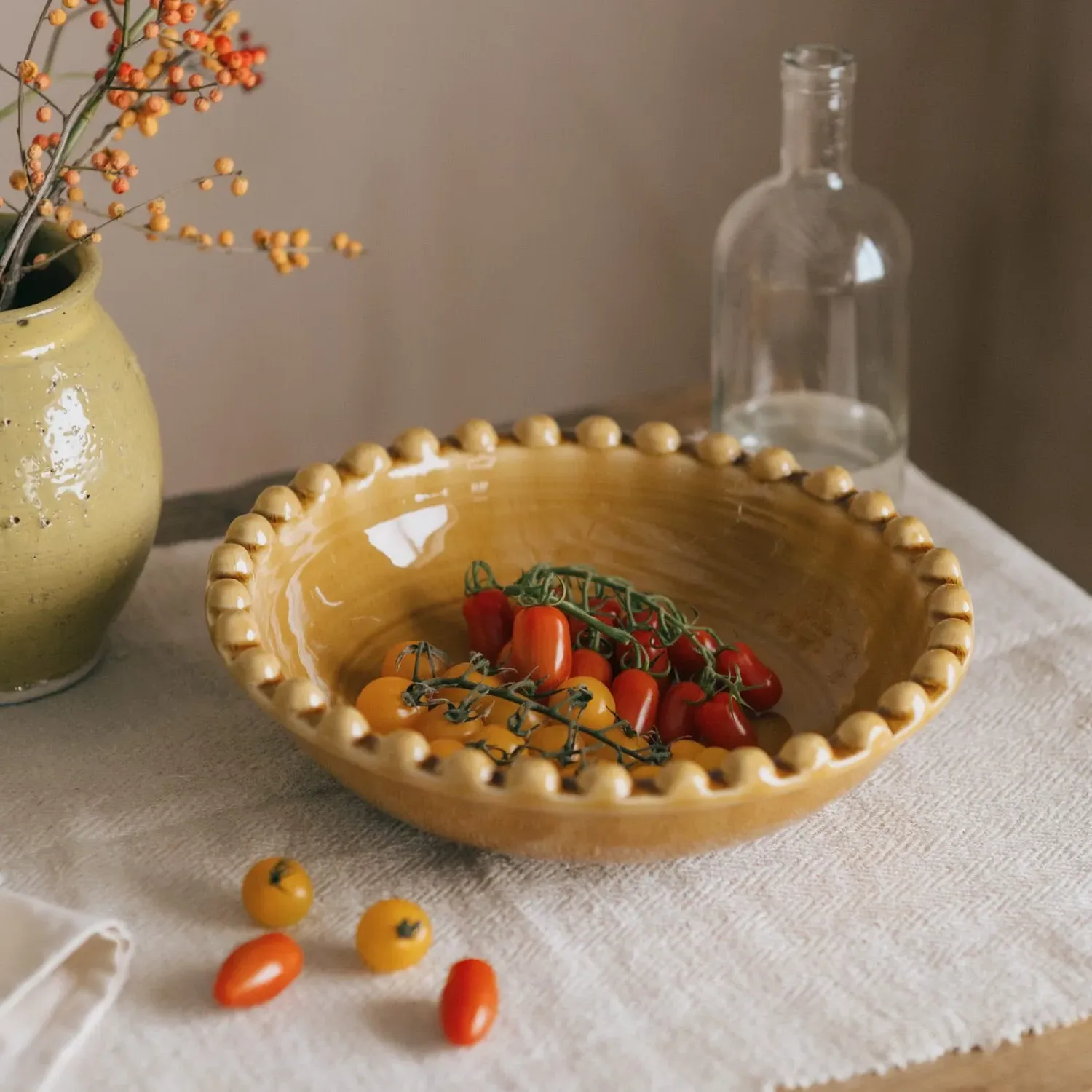 Bobble Serving Bowl - Mustard, Ceramic