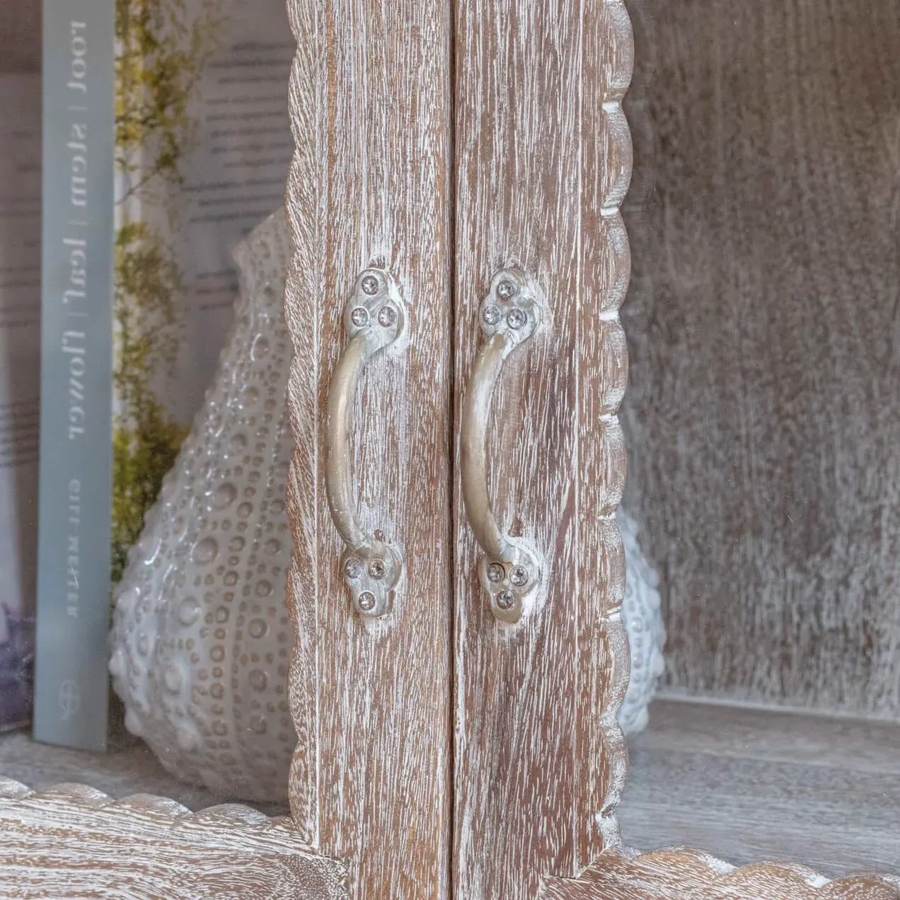 Bobby Wooden and Glass Cabinet - Whitewashed, Mango Wood