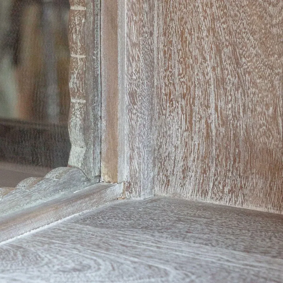 Bobby Wooden and Glass Cabinet - Whitewashed, Mango Wood