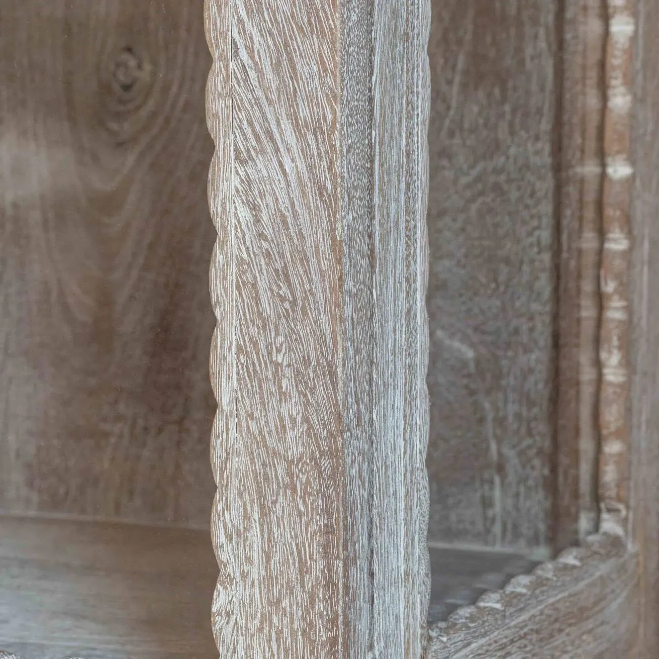 Bobby Wooden and Glass Cabinet - Whitewashed, Mango Wood