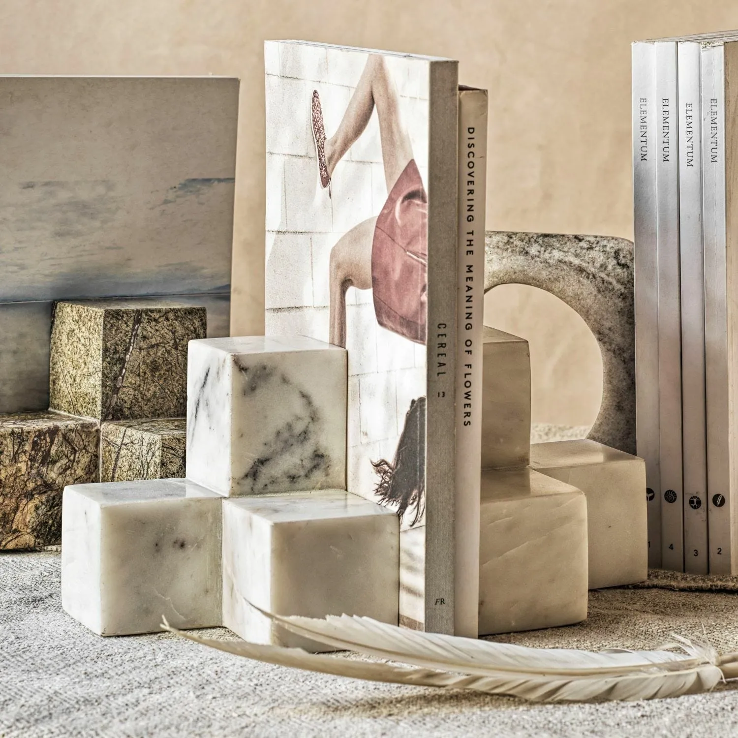 Bookends - White, Marble