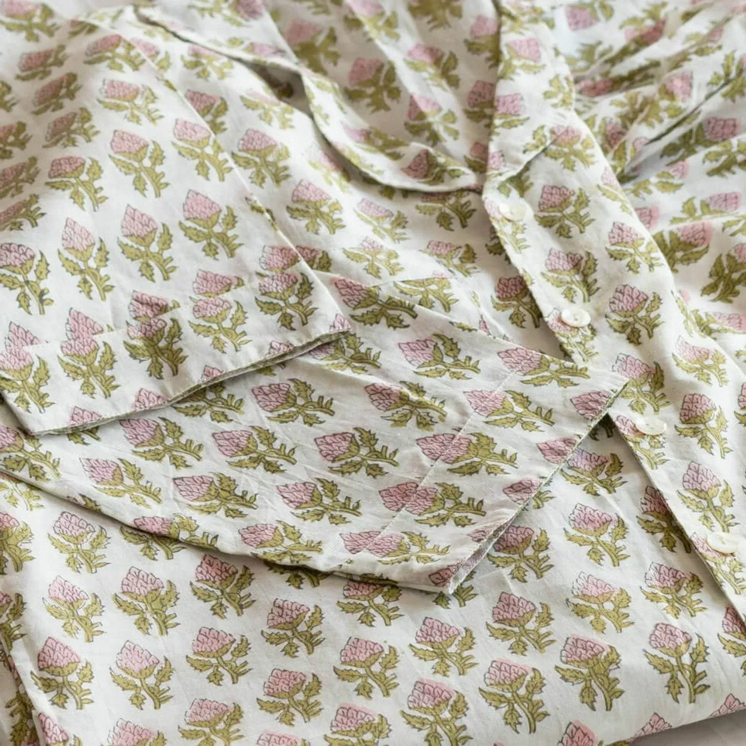 Booti Floral Block Printed Pyjama Set Small/Medium - Cotton