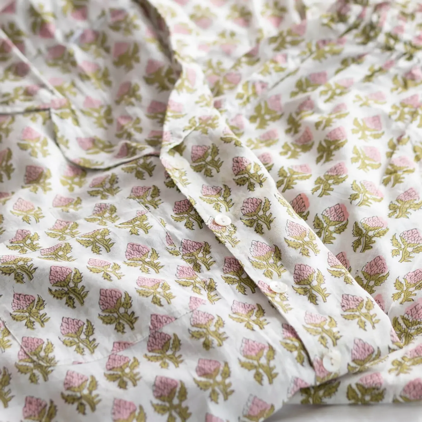 Booti Floral Block Printed Pyjama Set Small/Medium - Cotton