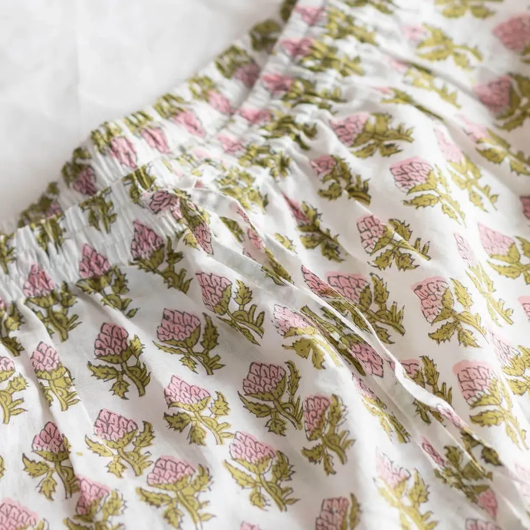 Booti Floral Block Printed Pyjama Set Small/Medium - Cotton