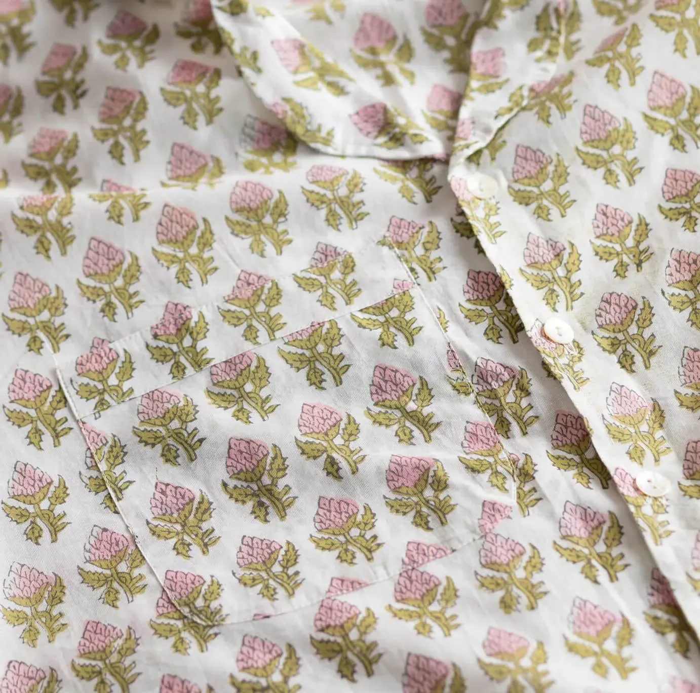 Booti Floral Block Printed Pyjama Set Small/Medium - Cotton