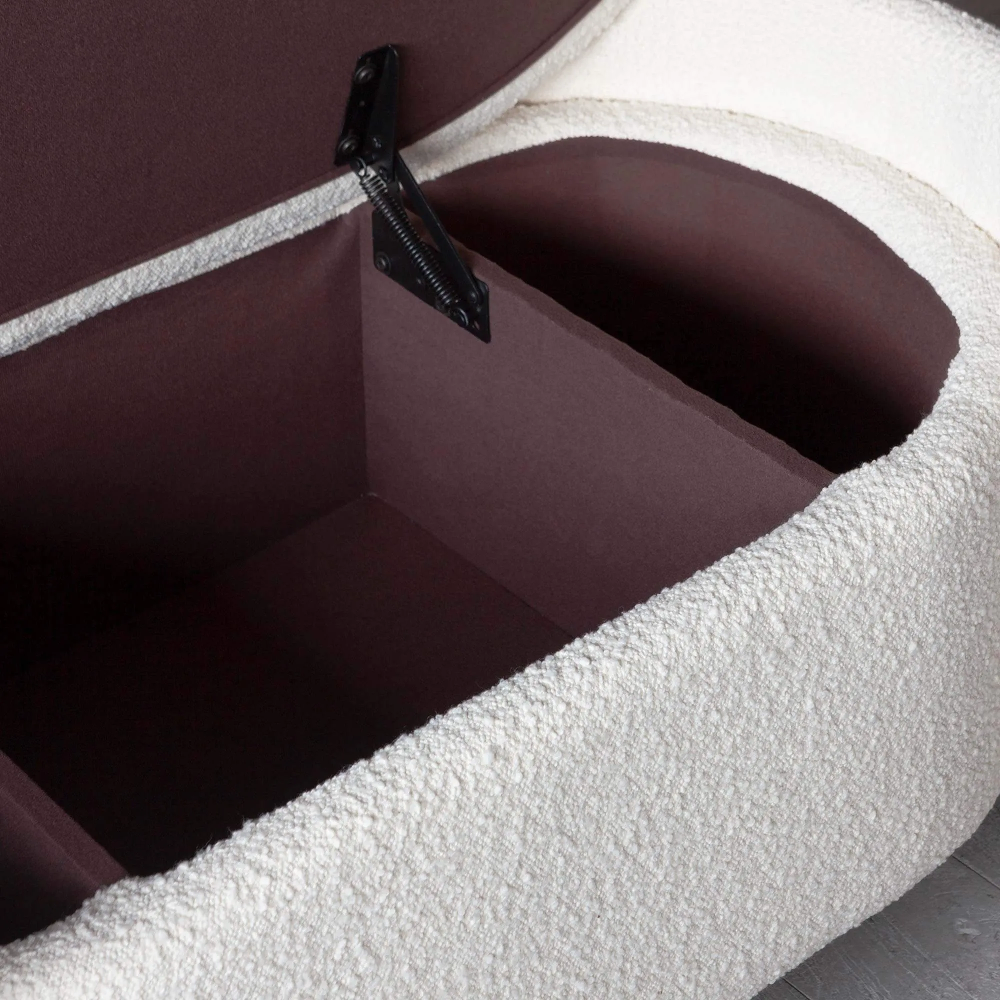 Bouclé Storage Ottoman - Curved