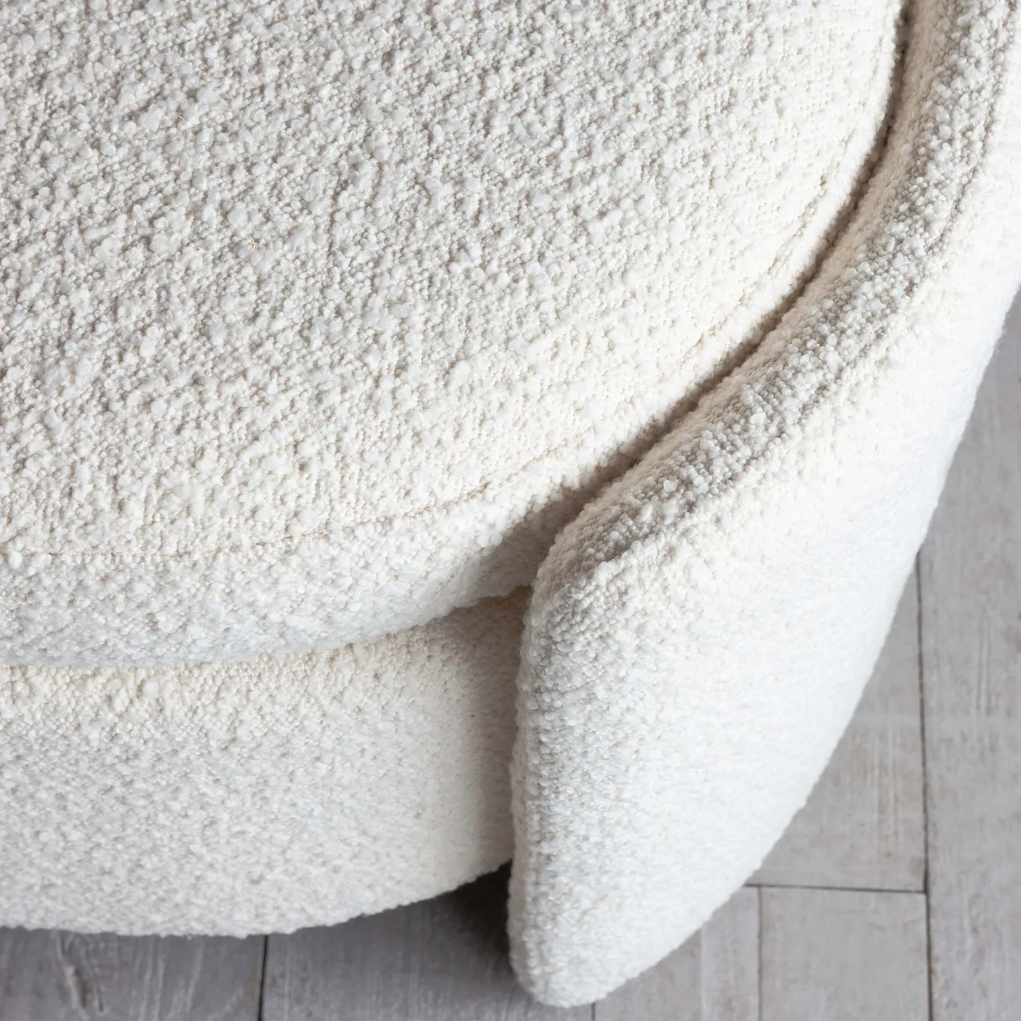 Bouclé Storage Ottoman - Curved