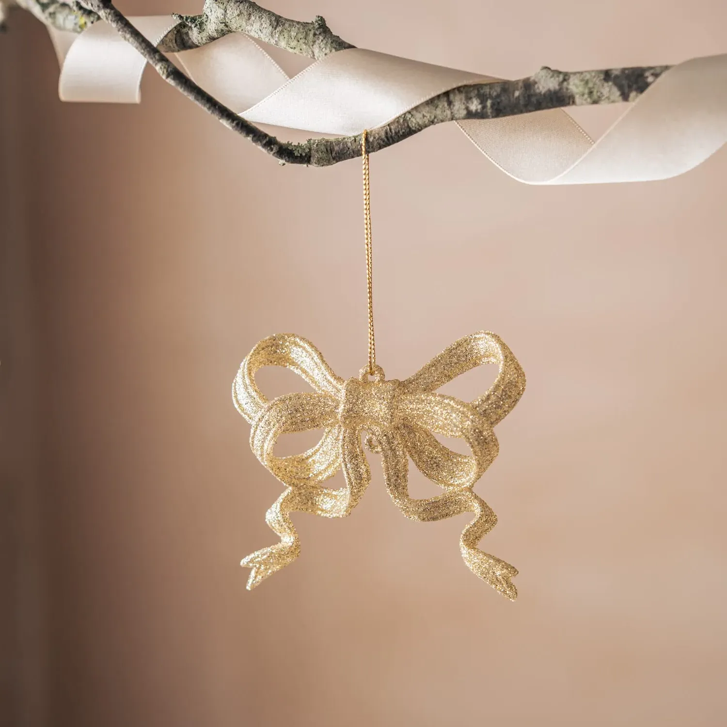 Bow Decoration - Gold Glitter