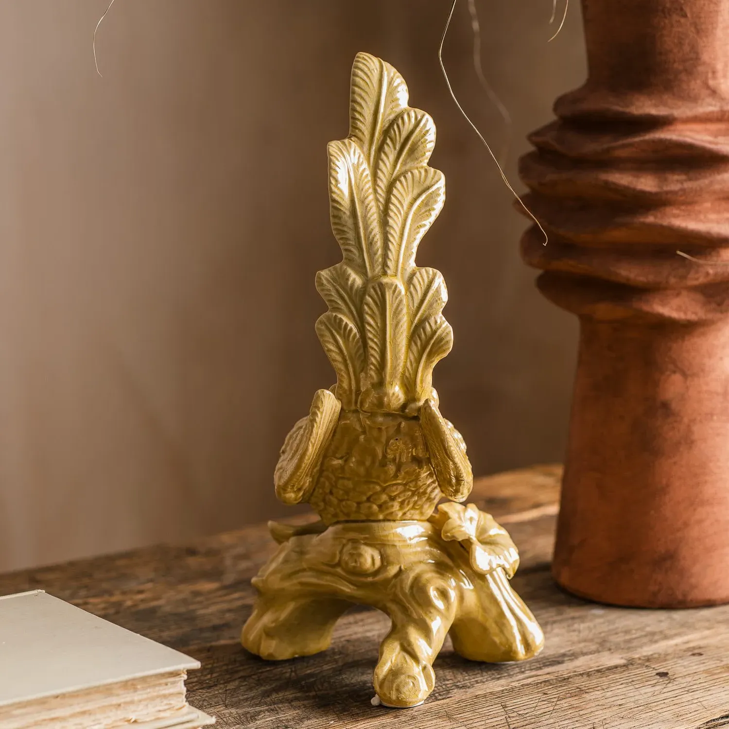Bowing Bird Ornament - Ochre, Ceramic