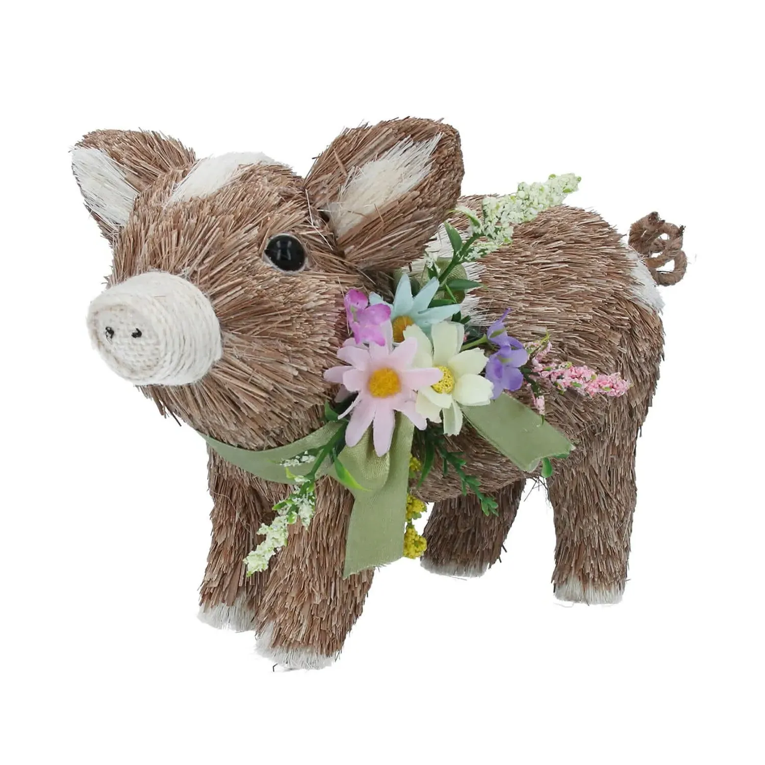 Bristle Flower Pig Decoration - Straw