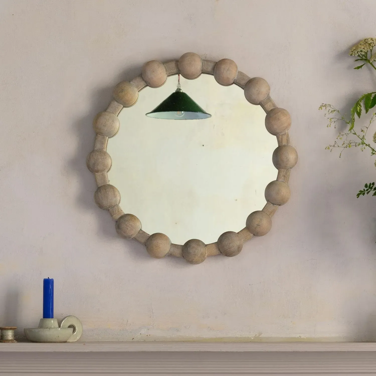 Brooklyn Large Round Mirror - Natural, Mango Wood