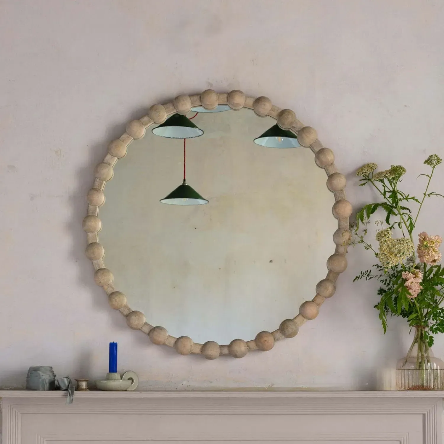 Brooklyn Small Round Mirror - Natural, Mango Wood