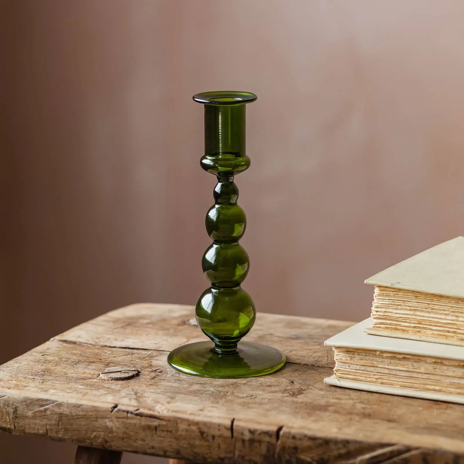 Bubble Glass Candle Holder - Green