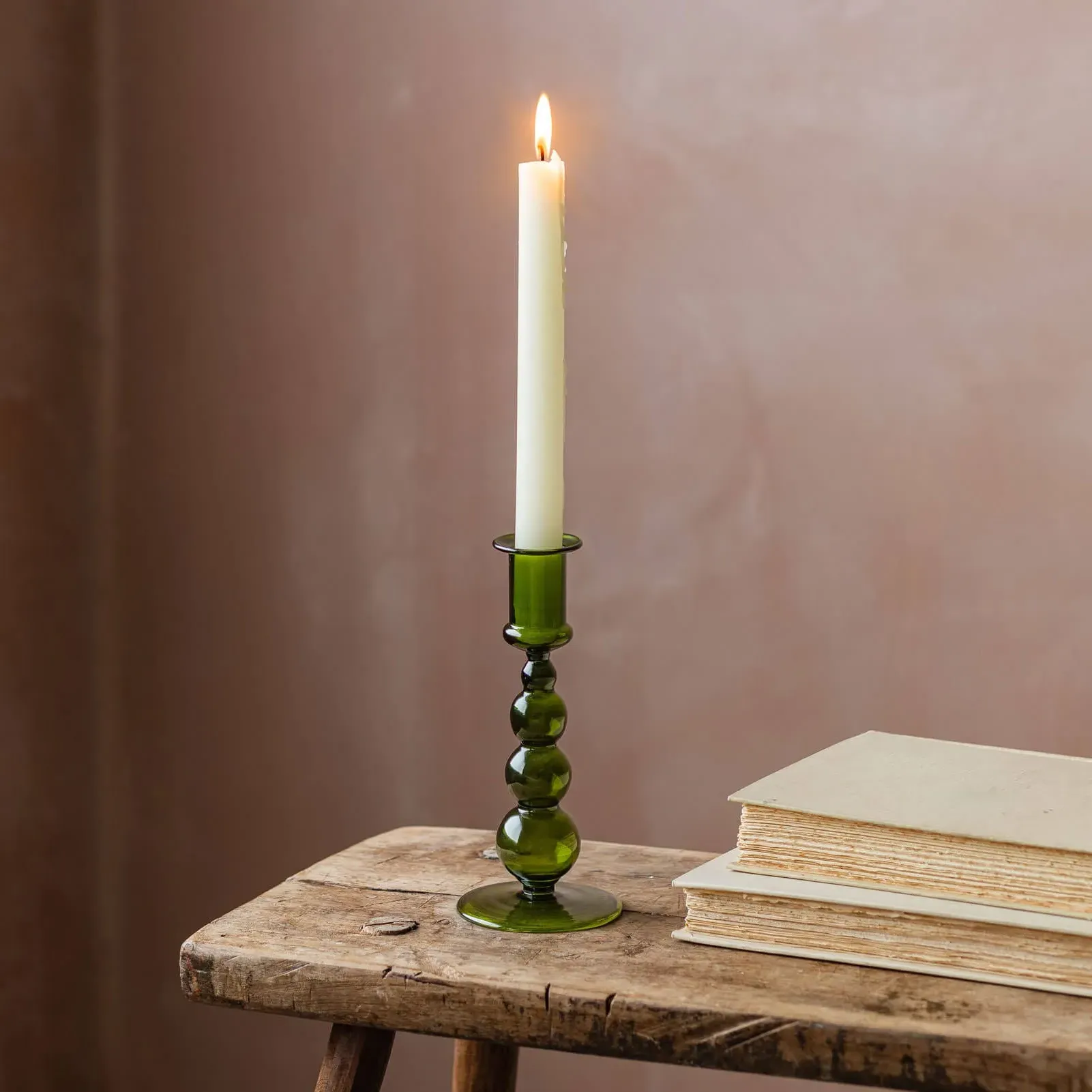 Bubble Glass Candle Holder - Green