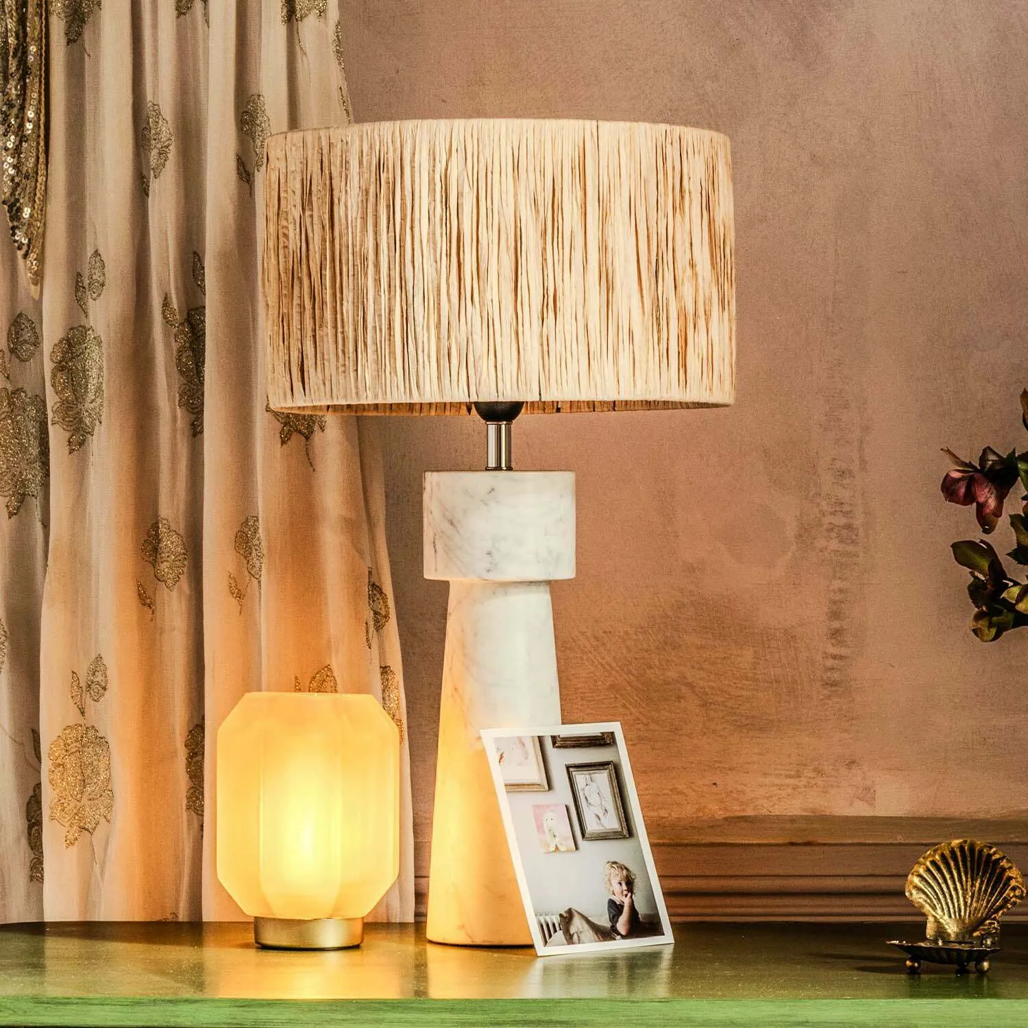 Burlington Marble Table Lamp - White image