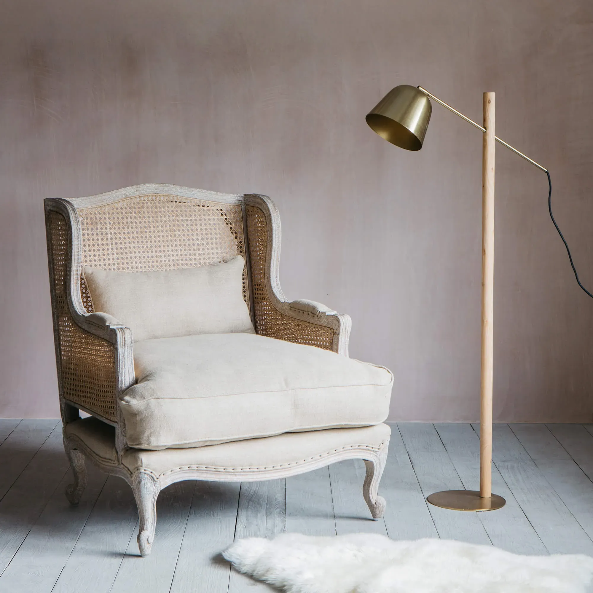 Caden Cane Armchair - Natural, Linen