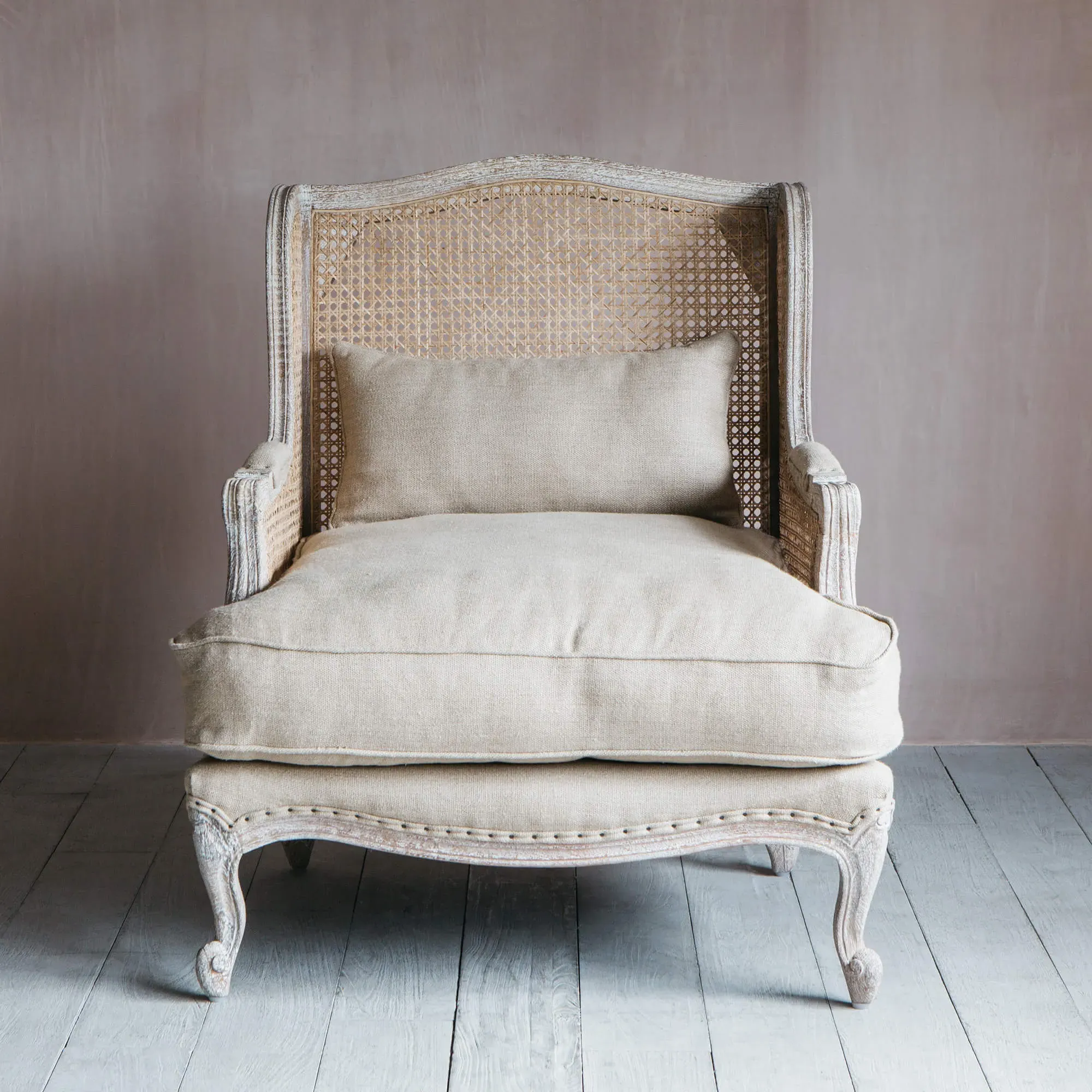 Caden Cane Armchair - Natural, Linen