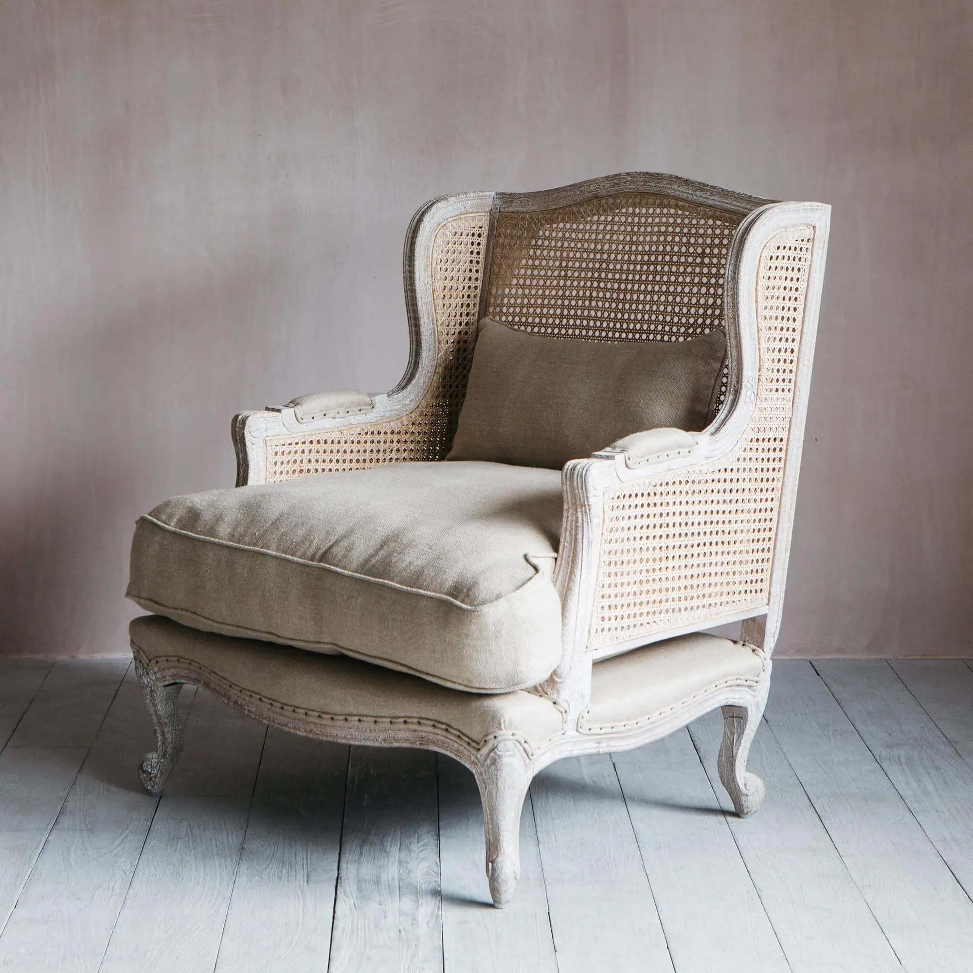 Caden Cane Armchair - Natural, Linen