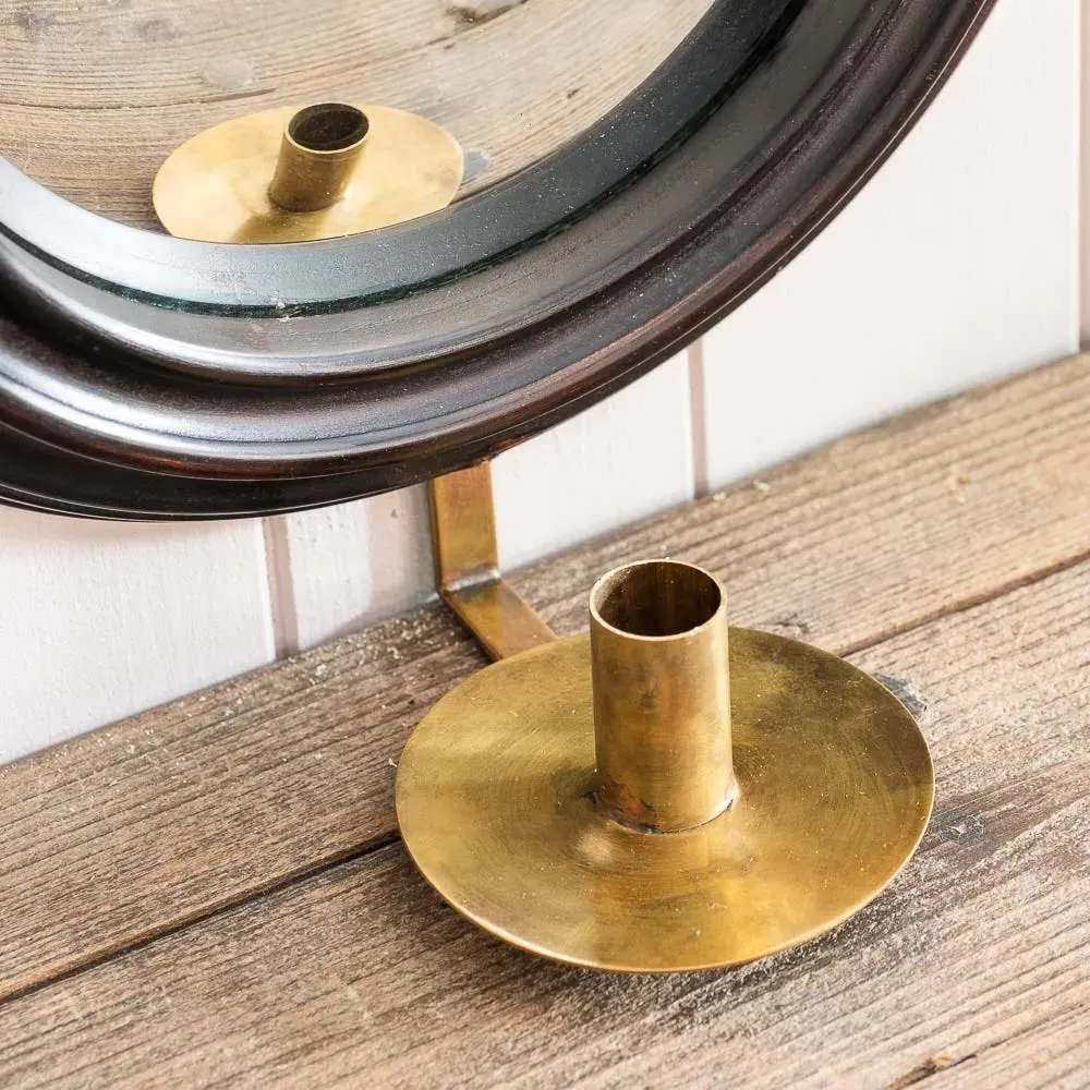 Candle Sconce with Convex Mirror - Black