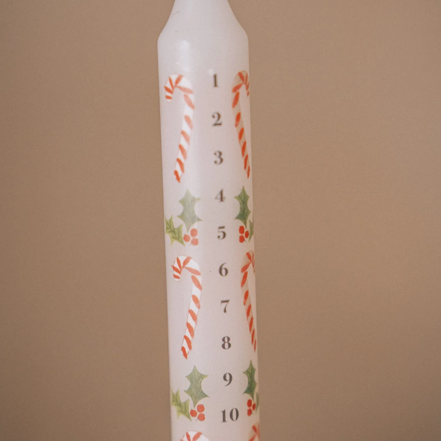 Candy Cane & Holly Advent Candle - Paraffin Wax