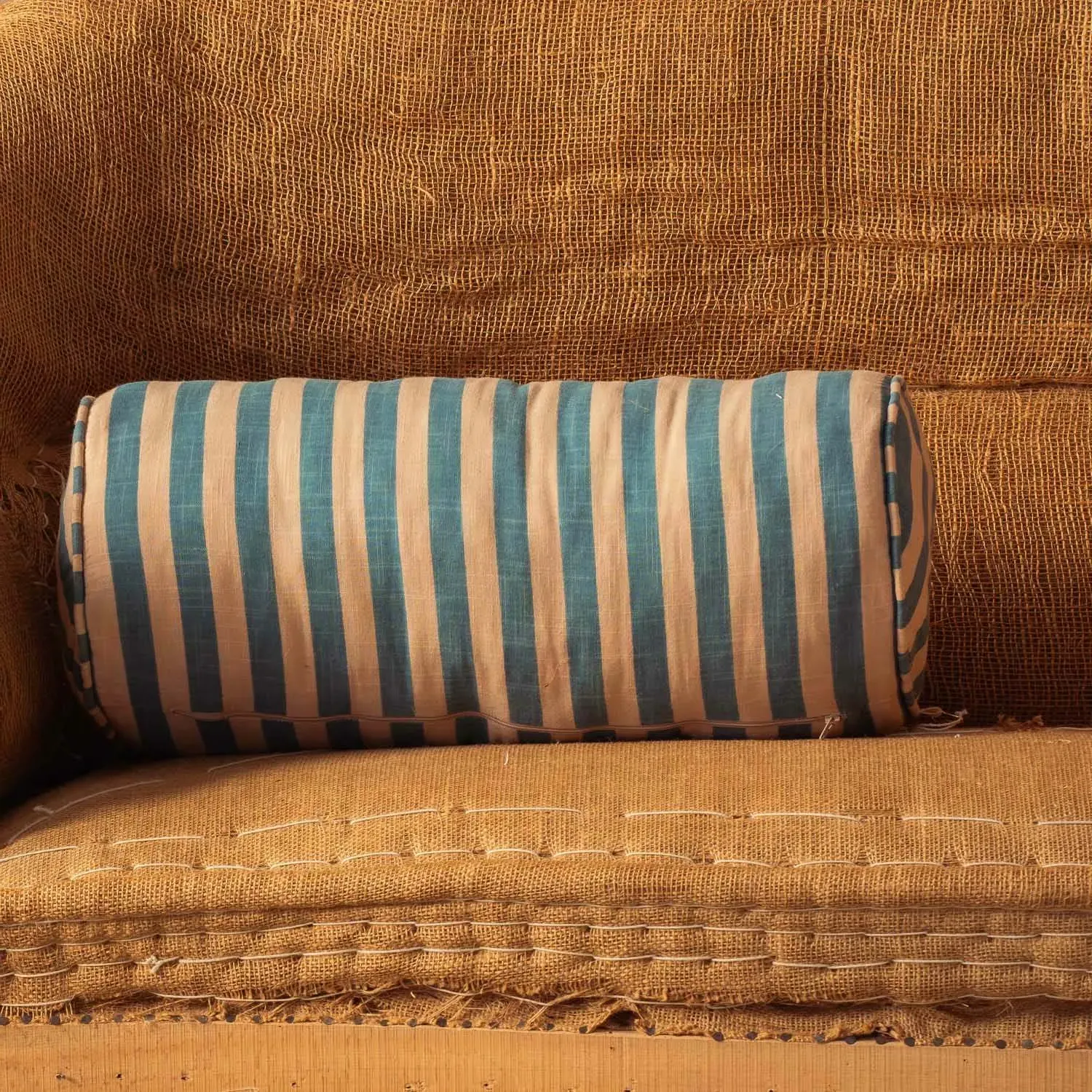 Candy Stripe Bolster Cushion - Orange