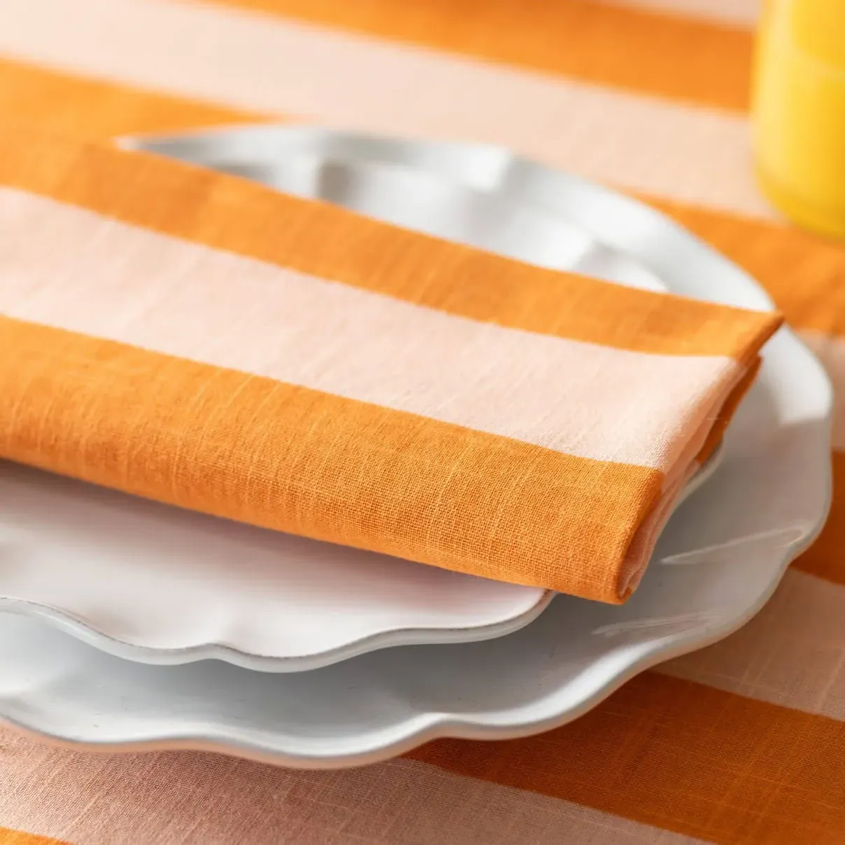 Candy Stripe Napkin - Orange, Cotton