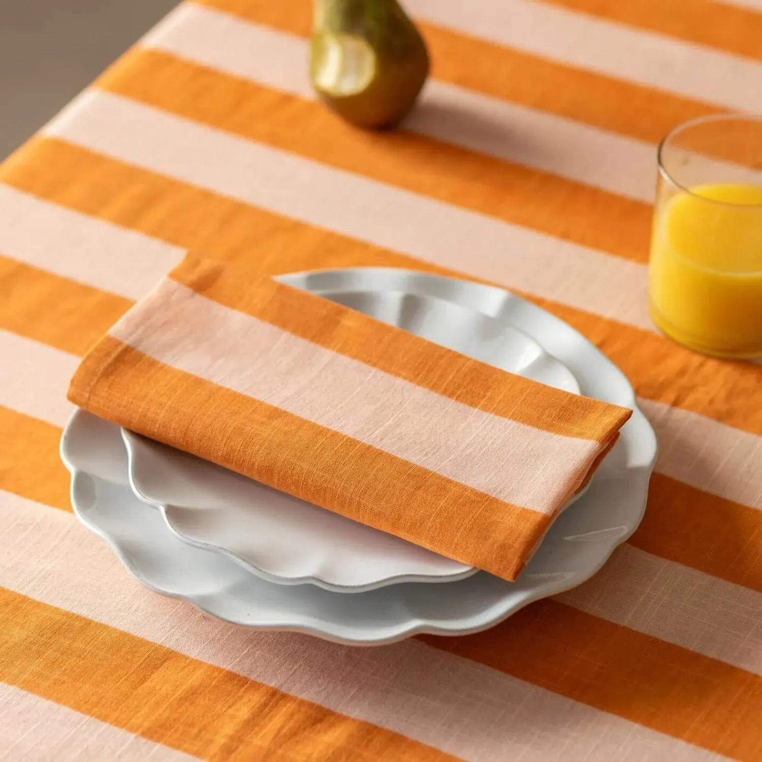 Candy Stripe Napkin - Orange, Cotton image