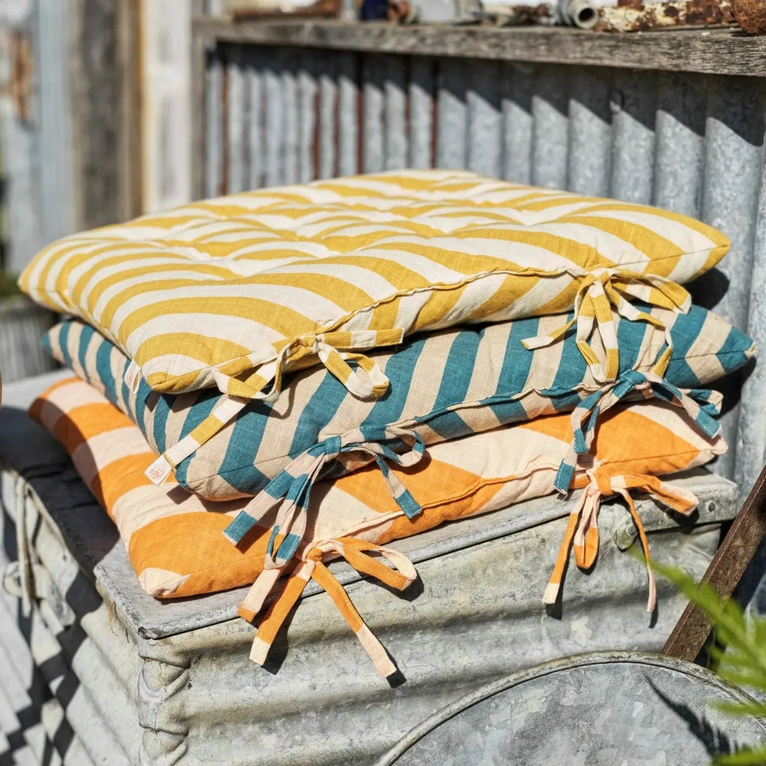 Candy Stripe Seat Pad - Orange, Cotton