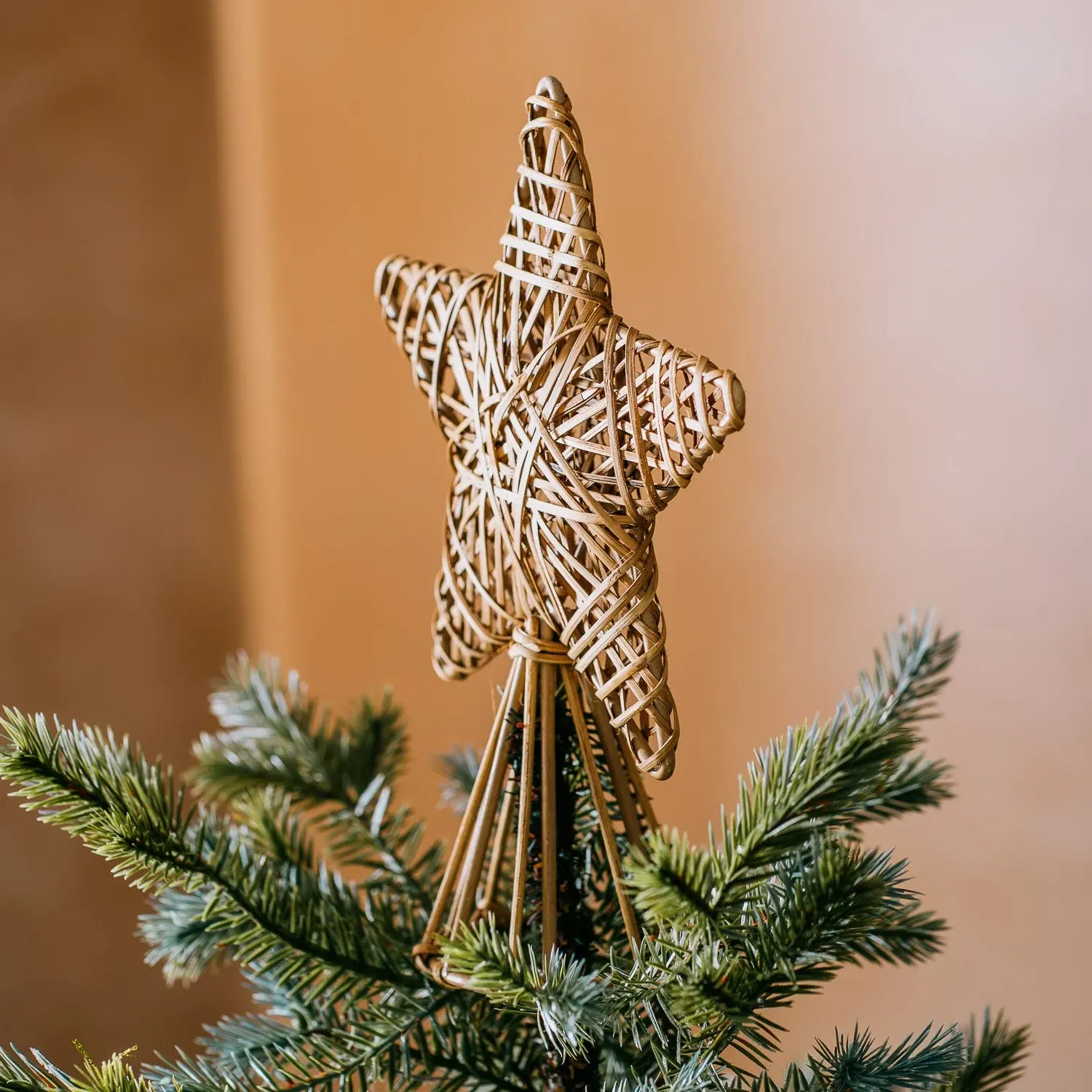 Cane Star Christmas Tree Topper - Natural