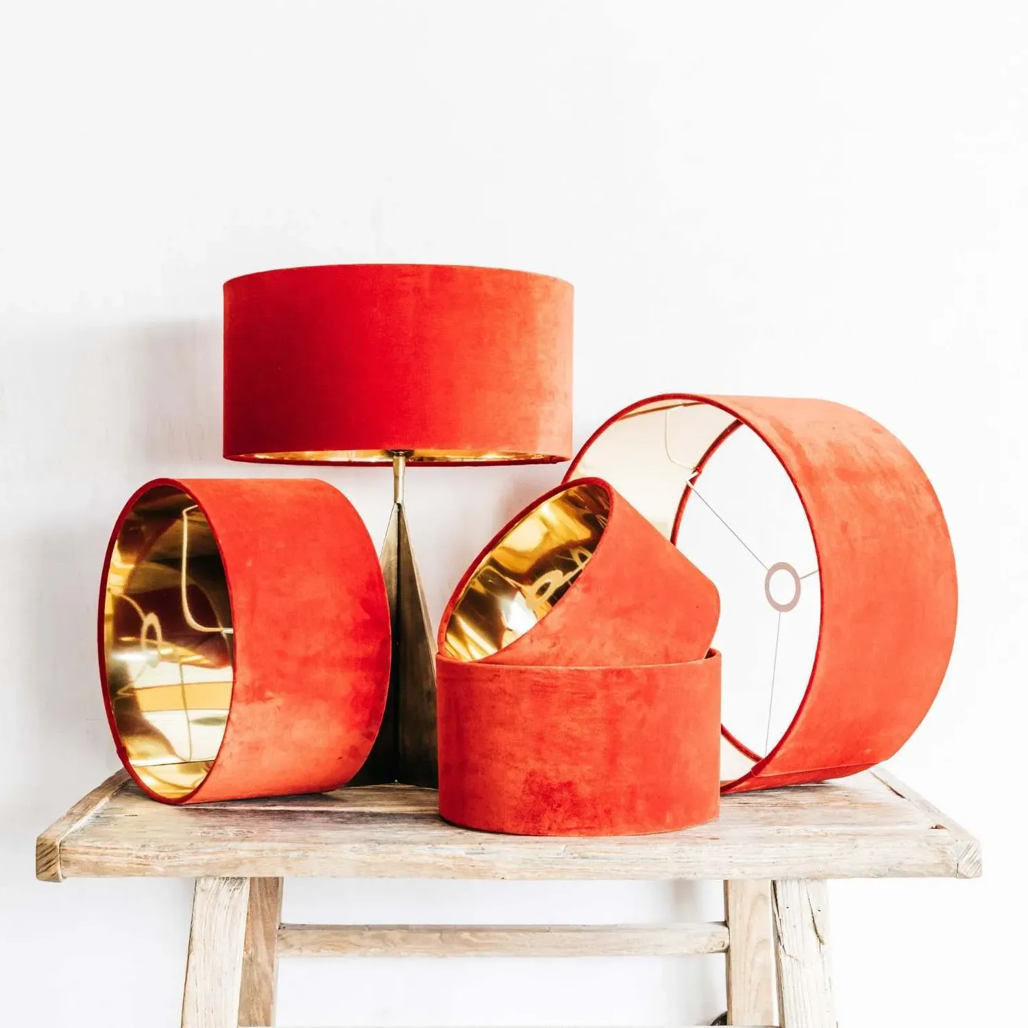 Carnelian 10 Inch Drum Lamp Shade - Carnelian, Velvet image