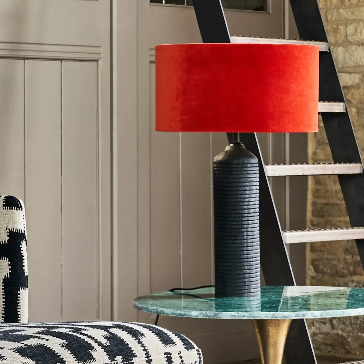 Carnelian 16 Inch Drum Lamp Shade - Carnelian, Velvet