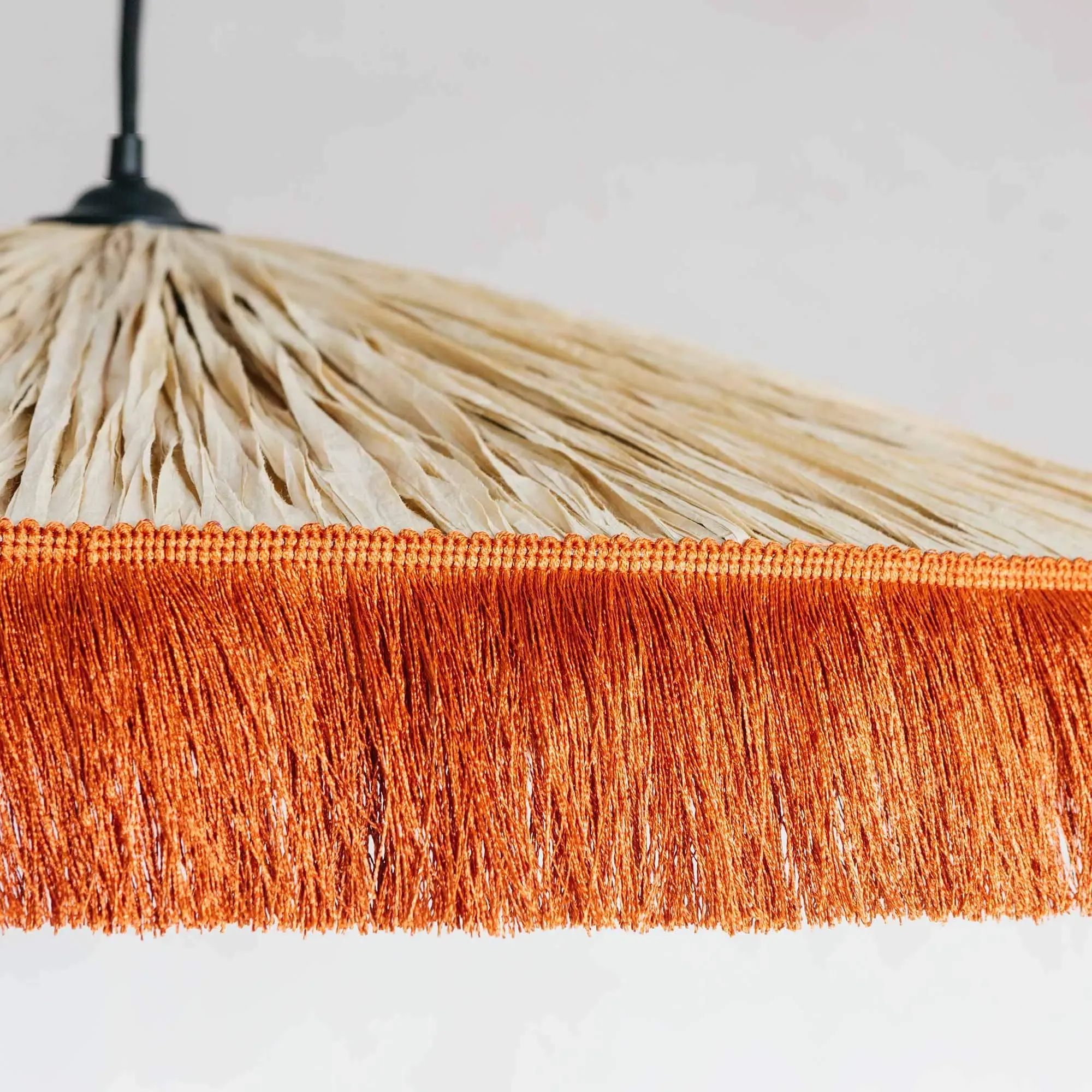 Cecile Tassel Pendant Light - Brick Red, Woven Grass