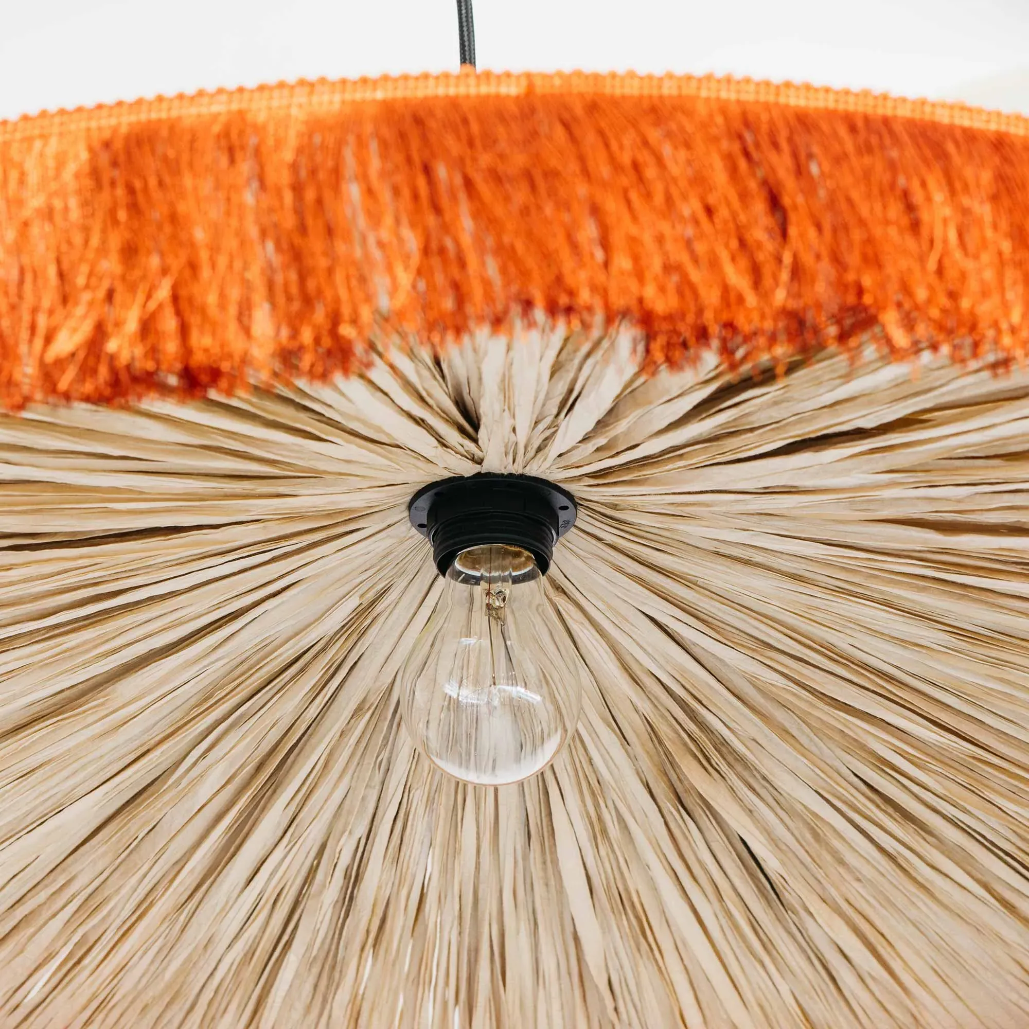 Cecile Tassel Pendant Light - Brick Red, Woven Grass