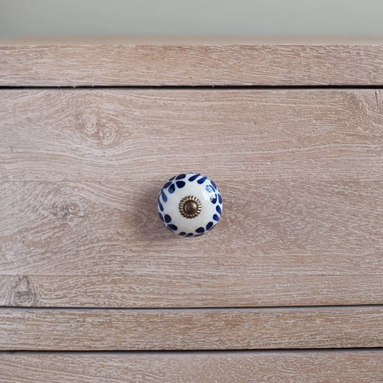 Ceramic Flower and Leaves Hand-Painted Knob