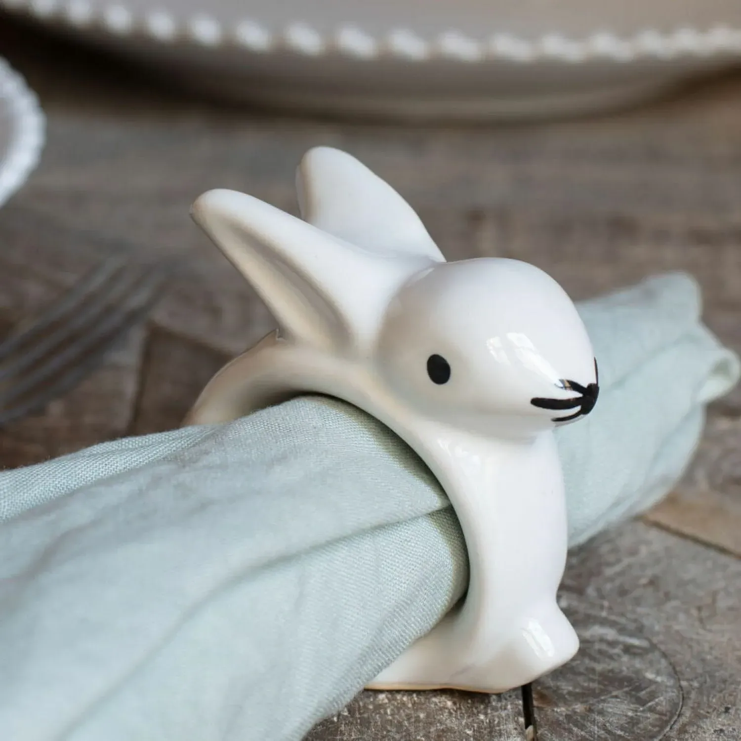 Ceramic Rabbit Napkin Ring image