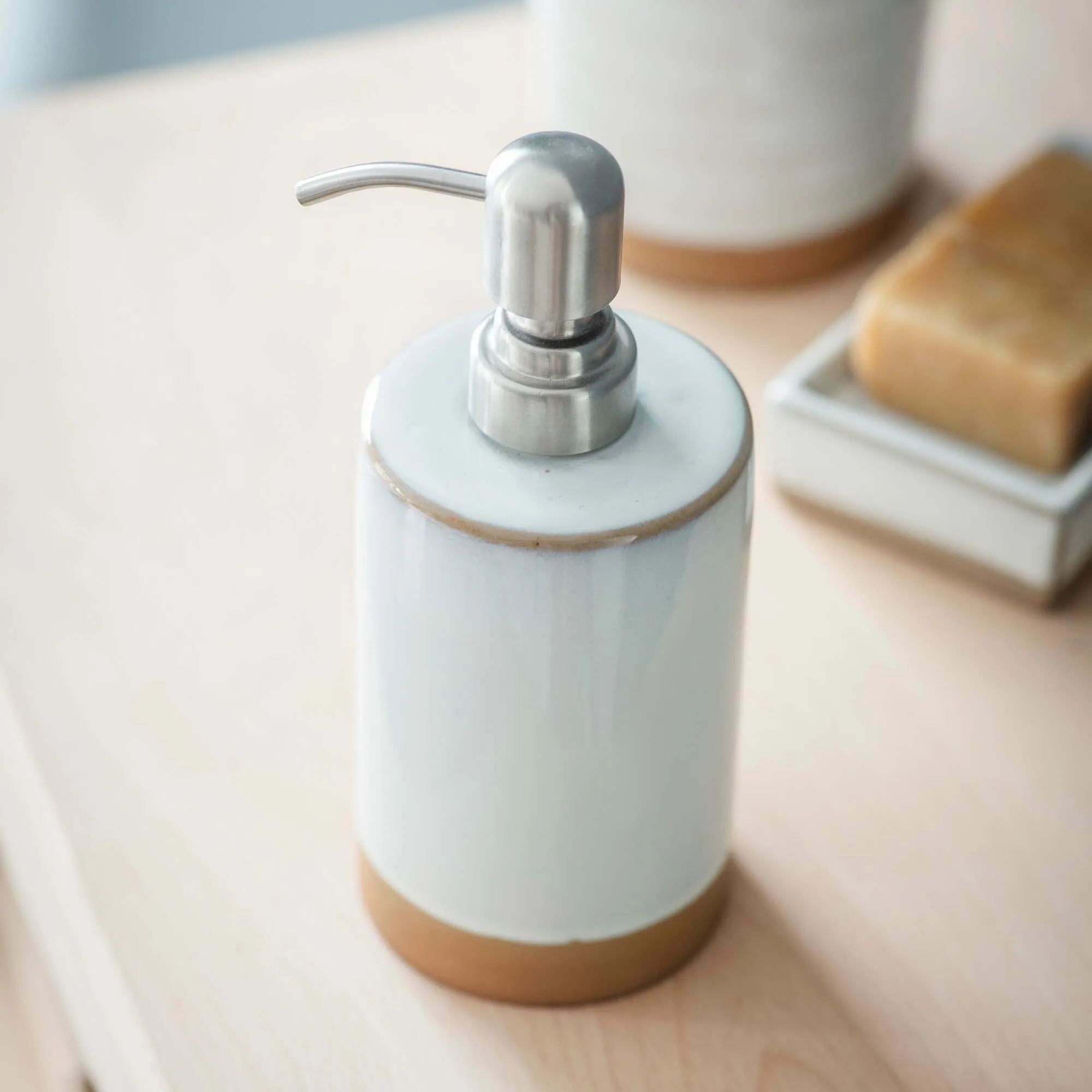 Ceramic Soap Dispenser - Natural image