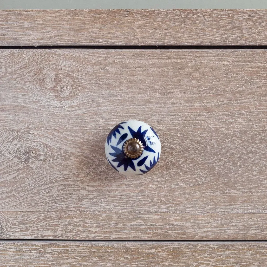 Ceramic Star Hand-Painted Knob - Brass