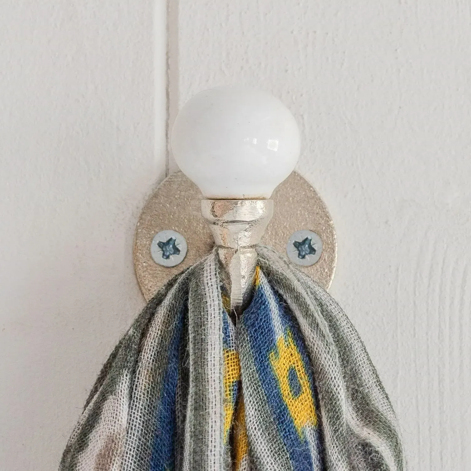 Ceramic Wall Hook - White, Silver