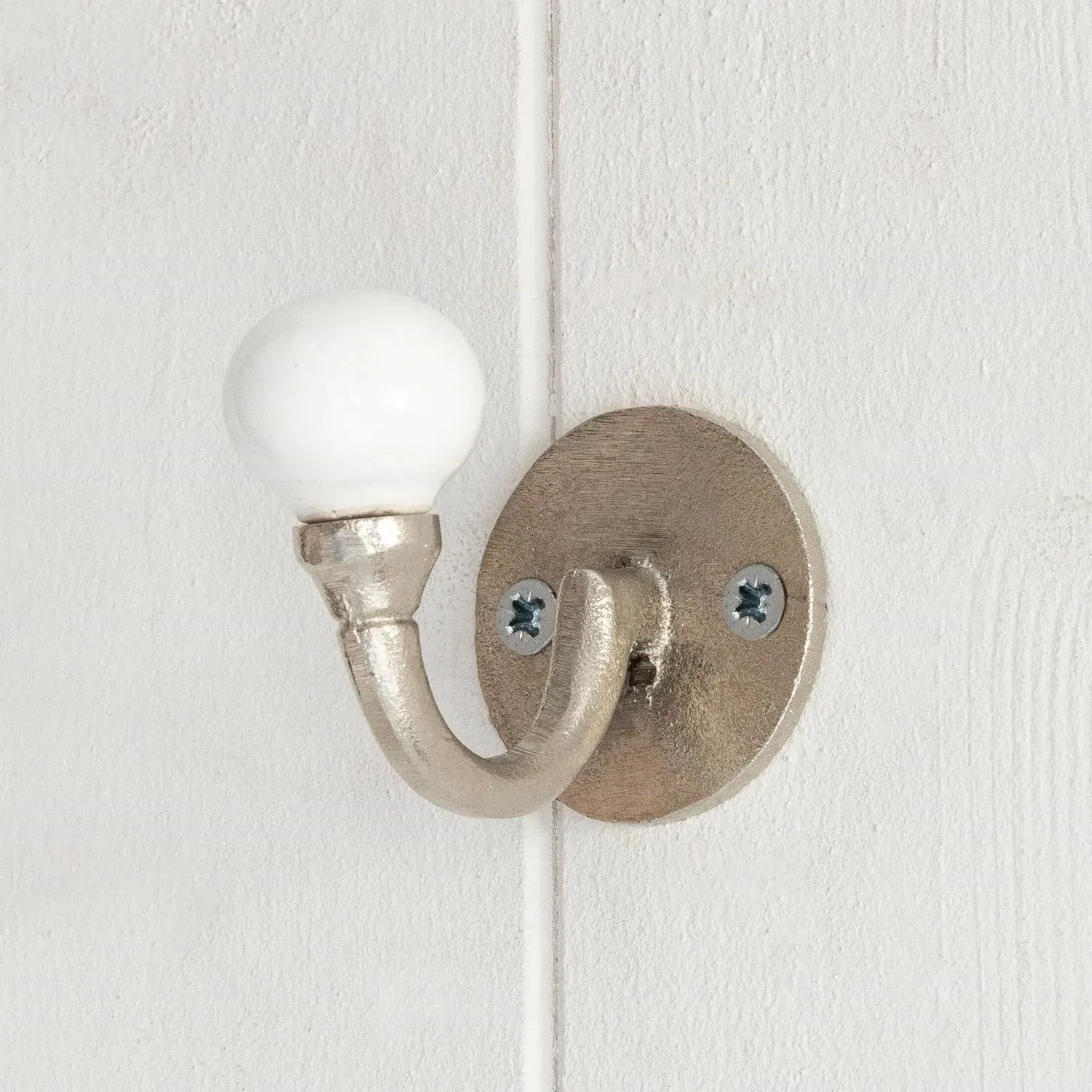 Ceramic Wall Hook - White, Silver image