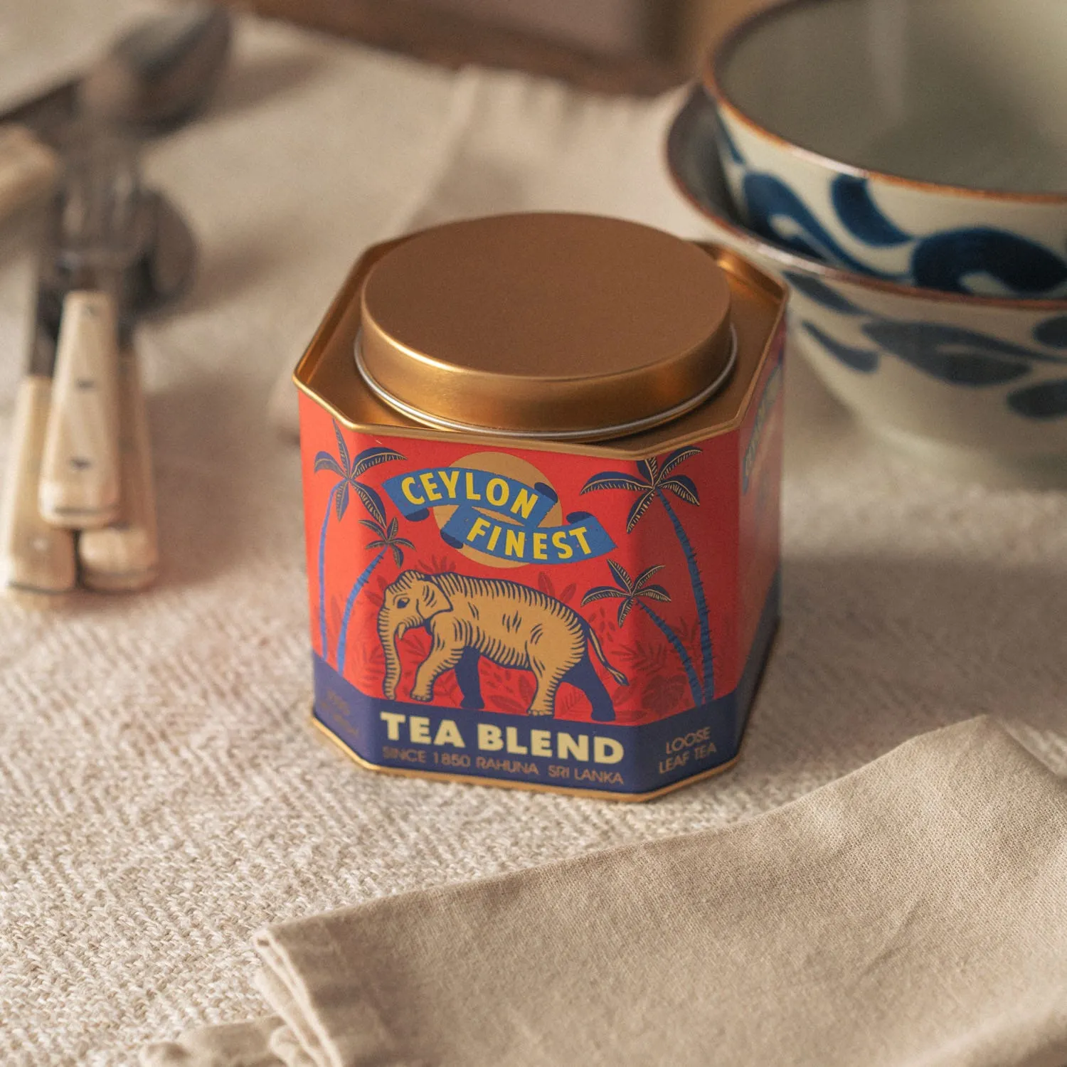 Ceylon Metal Tea Caddy - Tin image