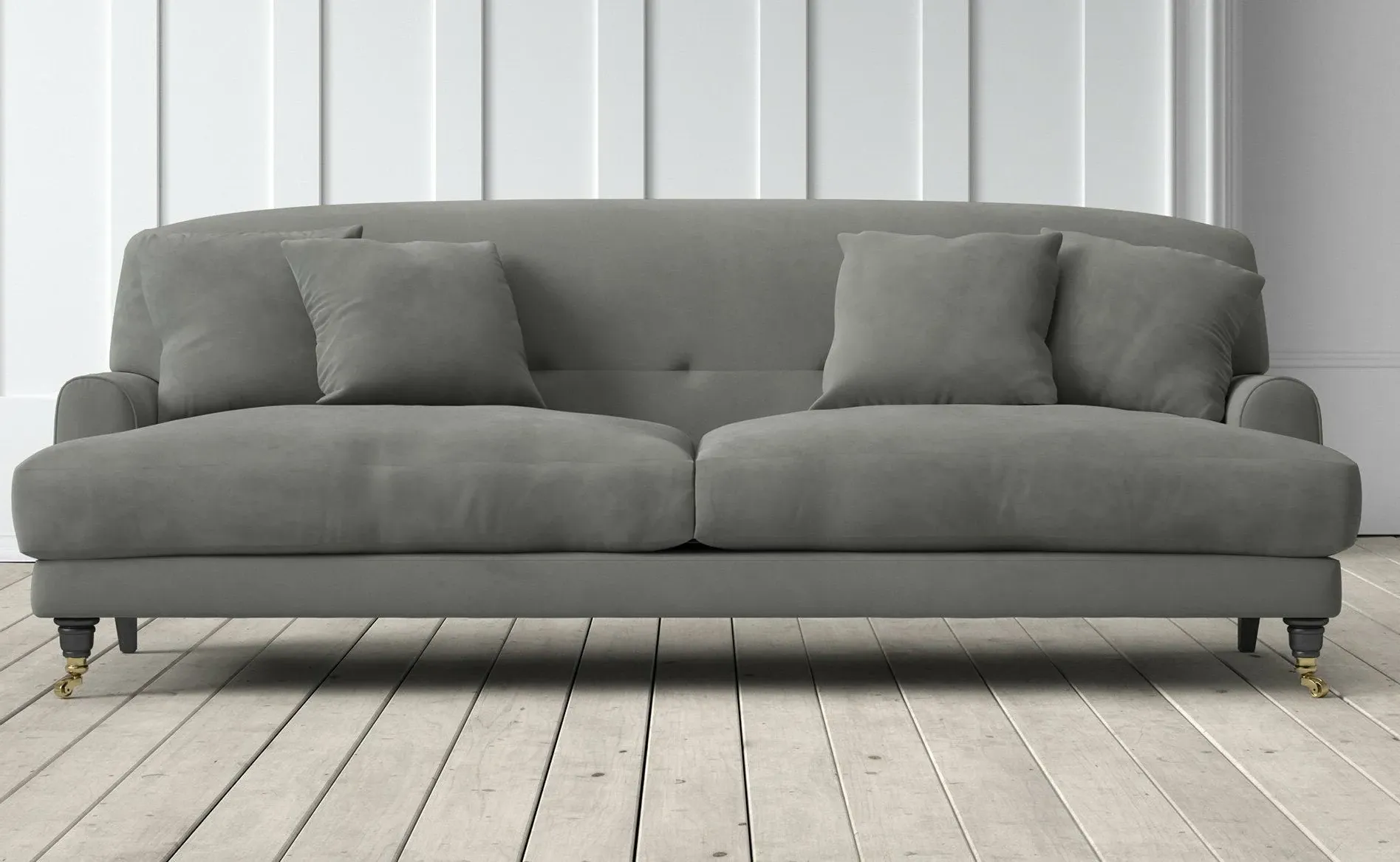 Chalmers 3-Seater Sofa - Battleship, Stain Guarded Velvet