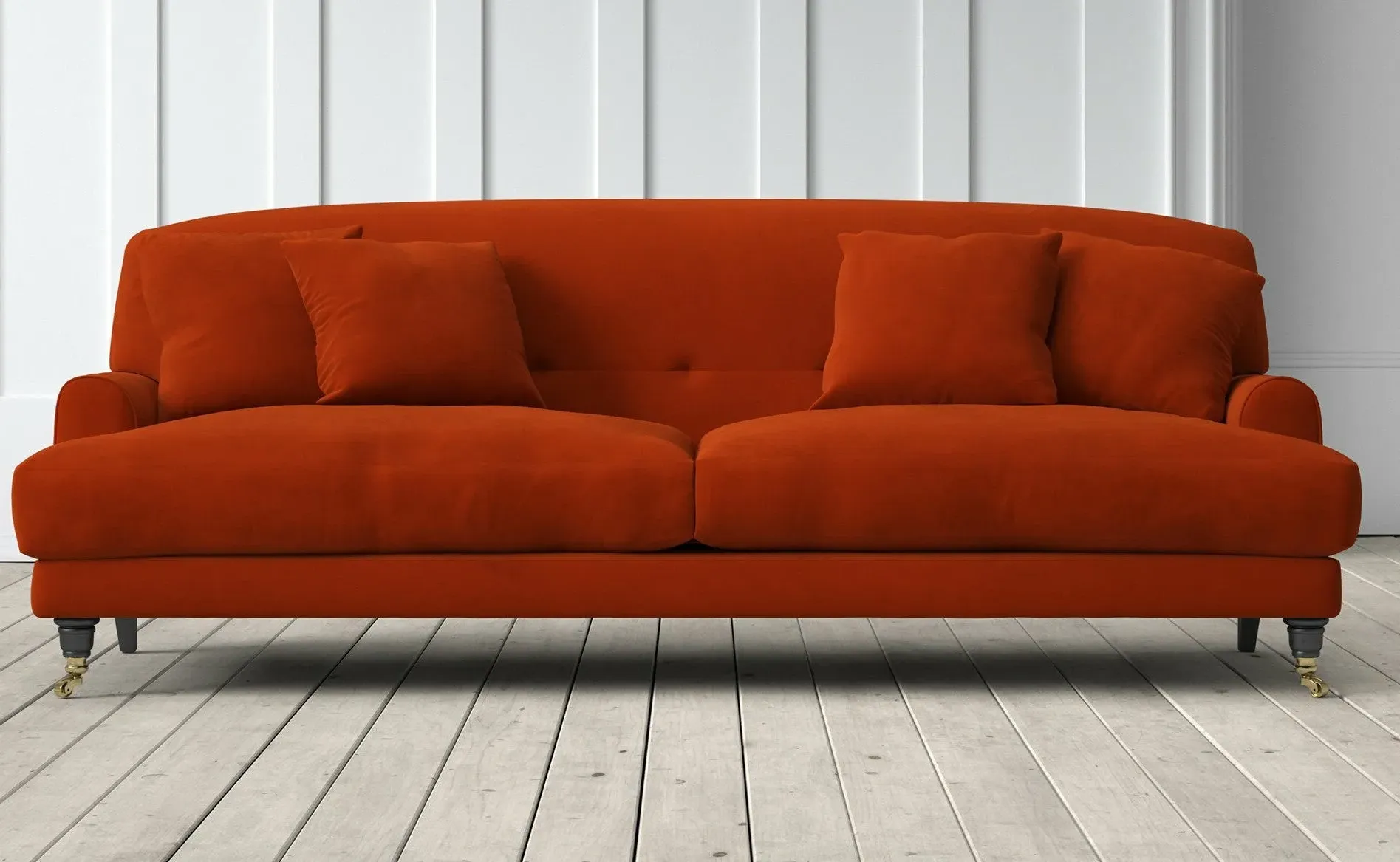 Chalmers 3-Seater Sofa - Carnelian, Stain Guarded Velvet
