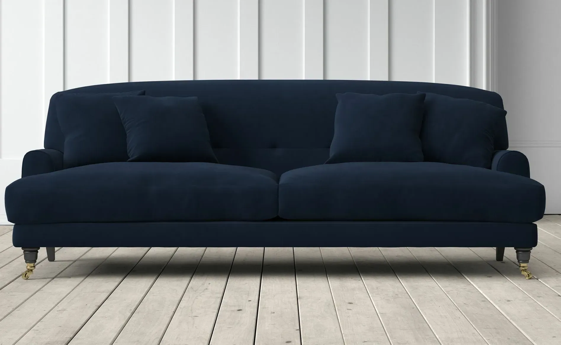 Chalmers 3-Seater Sofa - Midnight, Stain Guarded Velvet