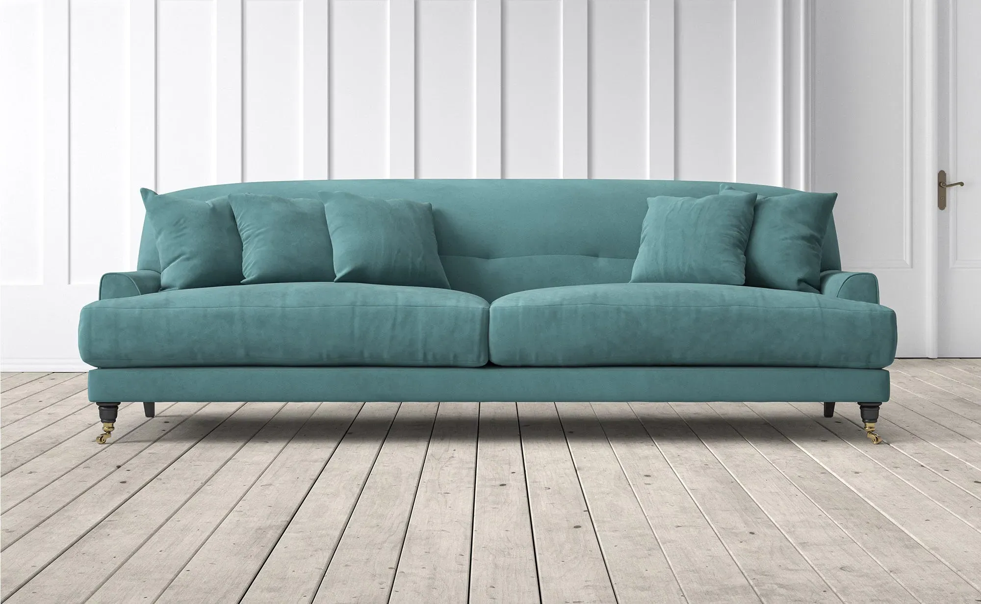 Chalmers 4-Seater Sofa - Lagoon, Velvet