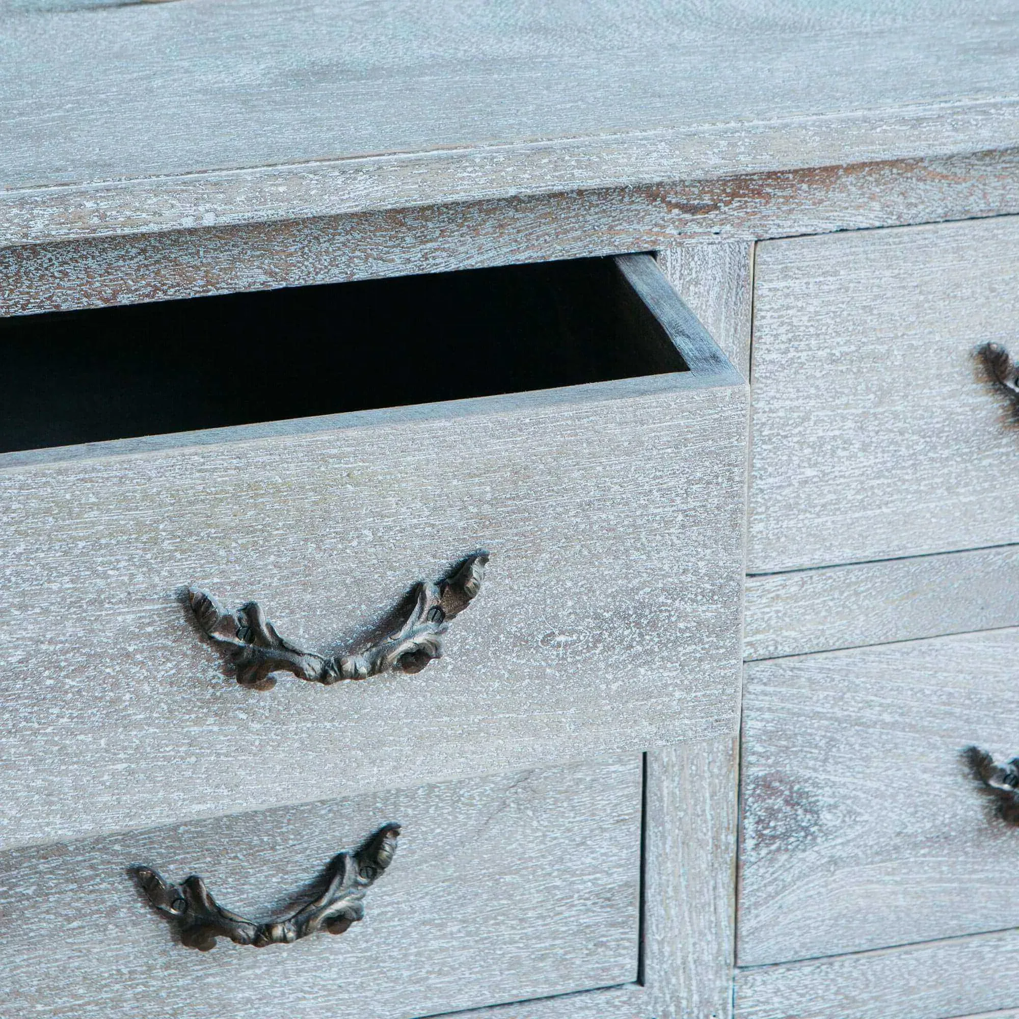 Chantilly Double Chest of Drawers - Whitewashed, Mango Wood