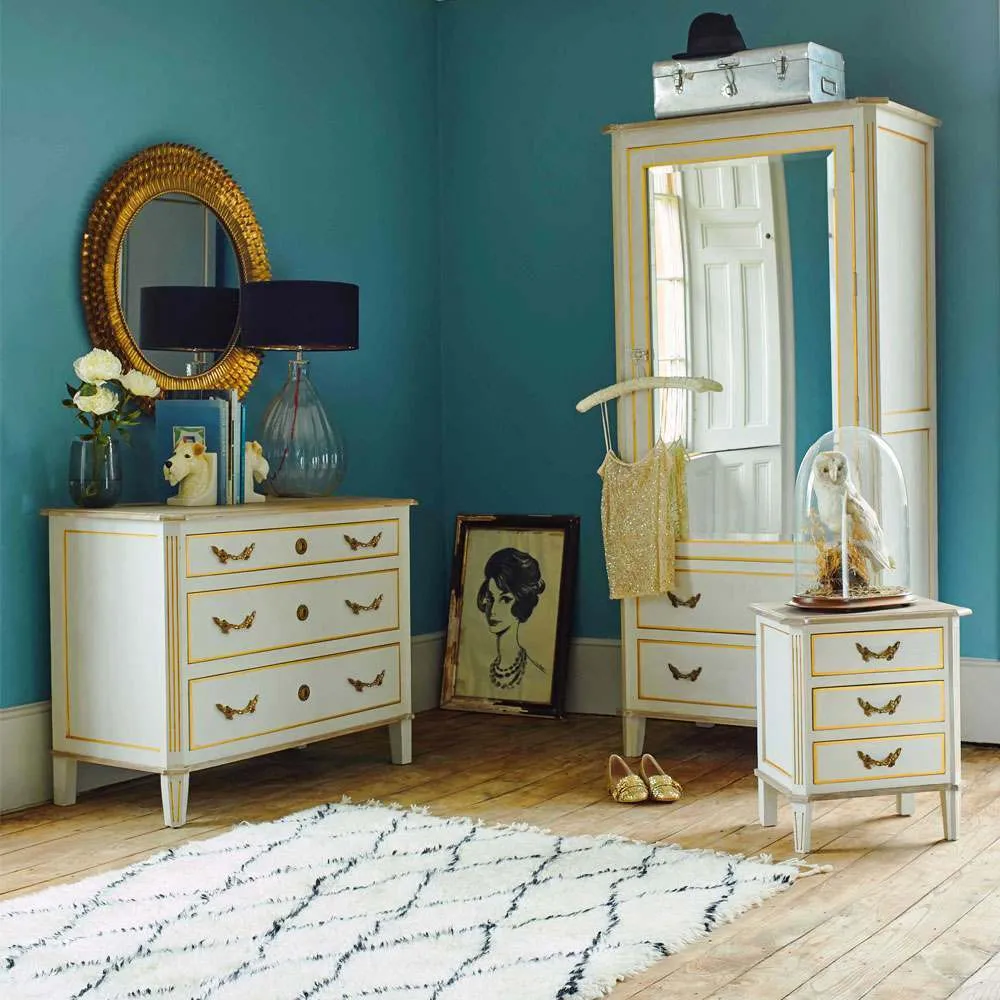 Chantilly Wardrobe with Mirror - Grey, Mango Wood