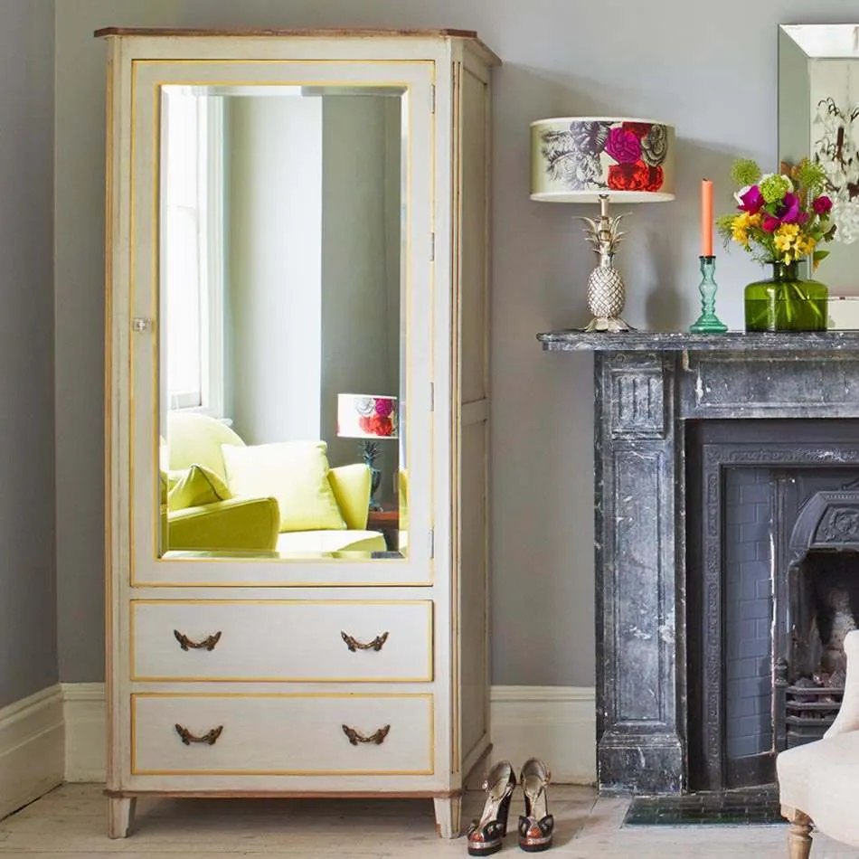 Chantilly Wardrobe with Mirror - Grey, Mango Wood image