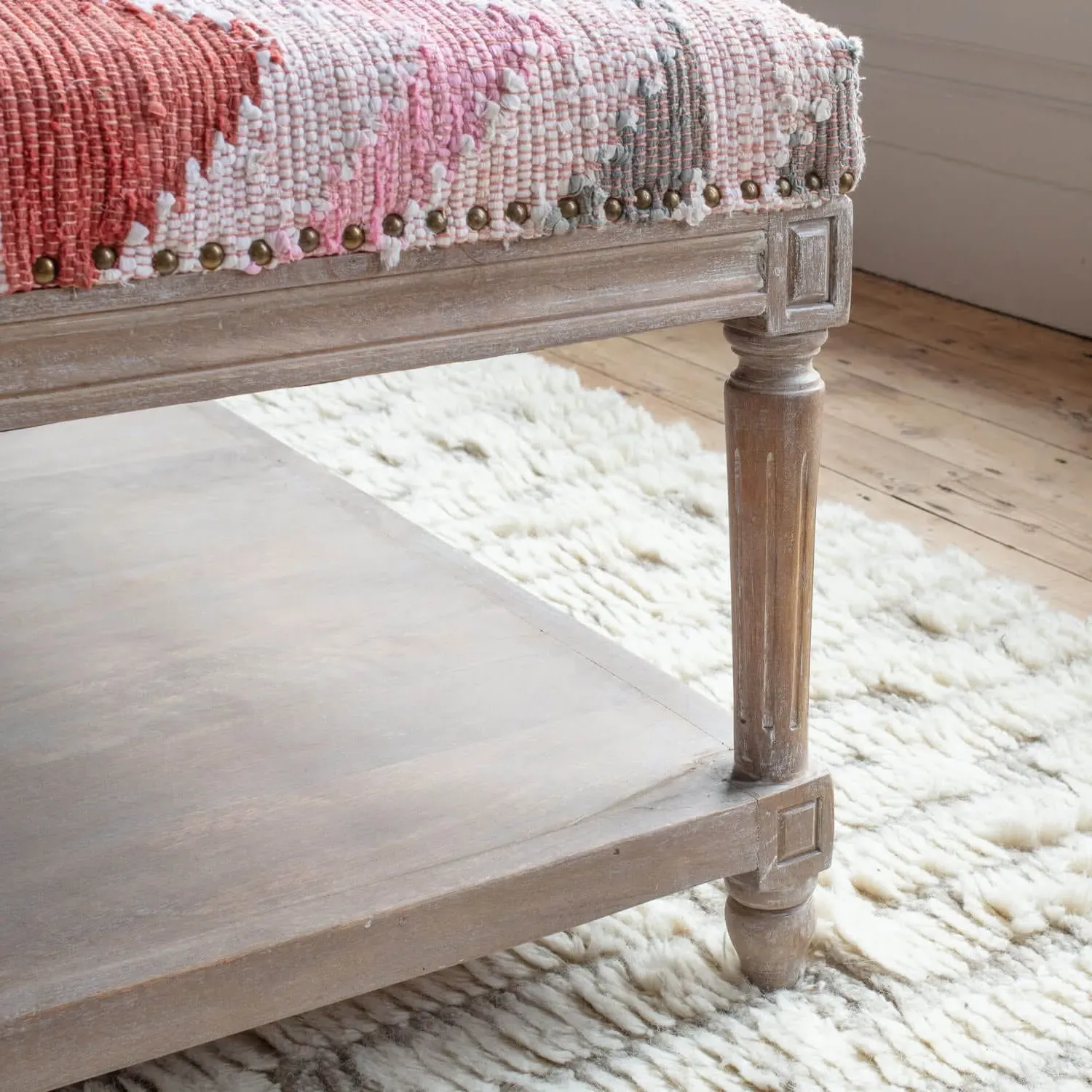 Chindi Rag Rug Coffee Table with Storage